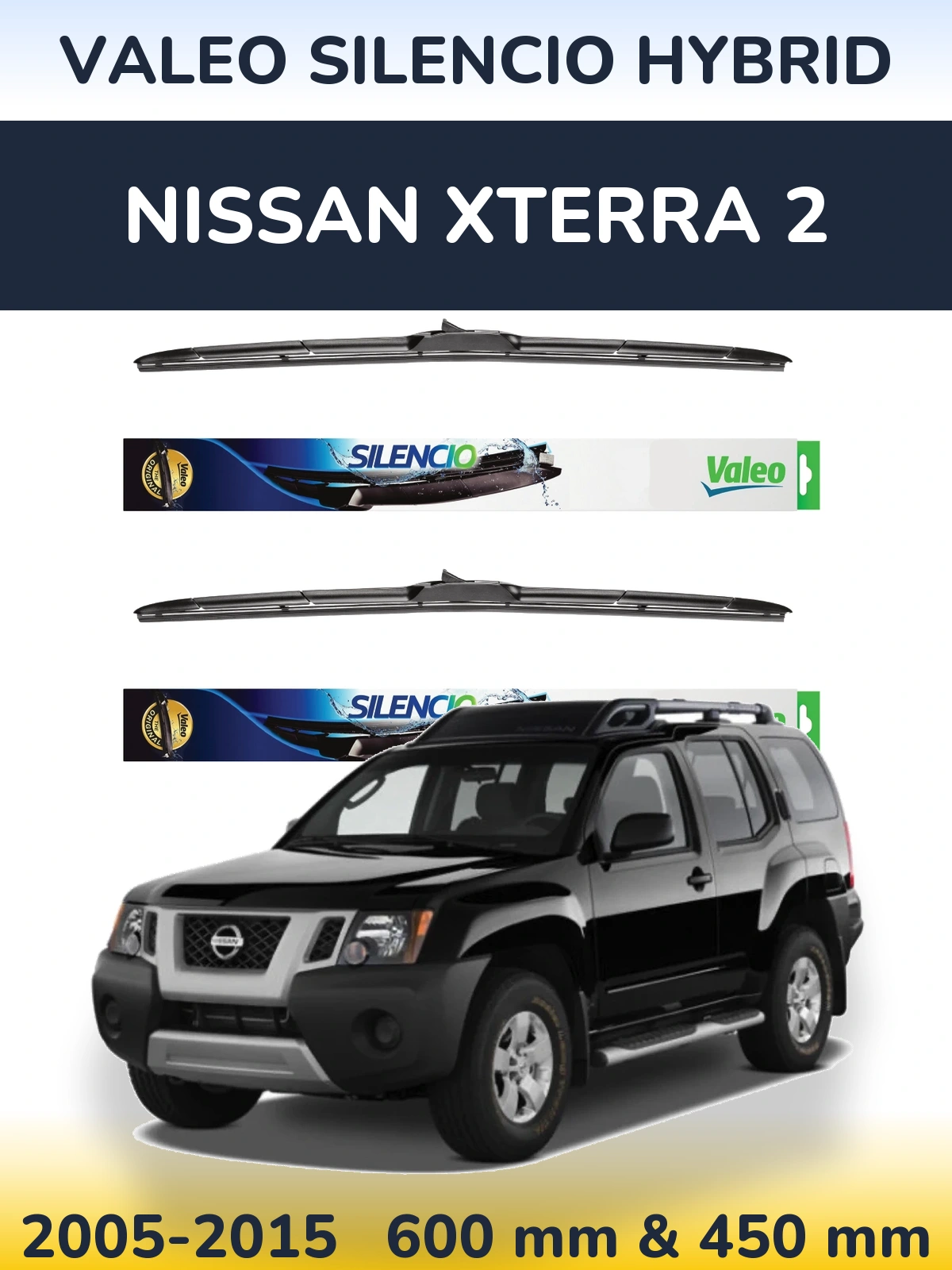 Комплект передних дворников Valeo Silencio Hybrid 600 & 450 мм для Nissan Xterra 2 2005-2015
