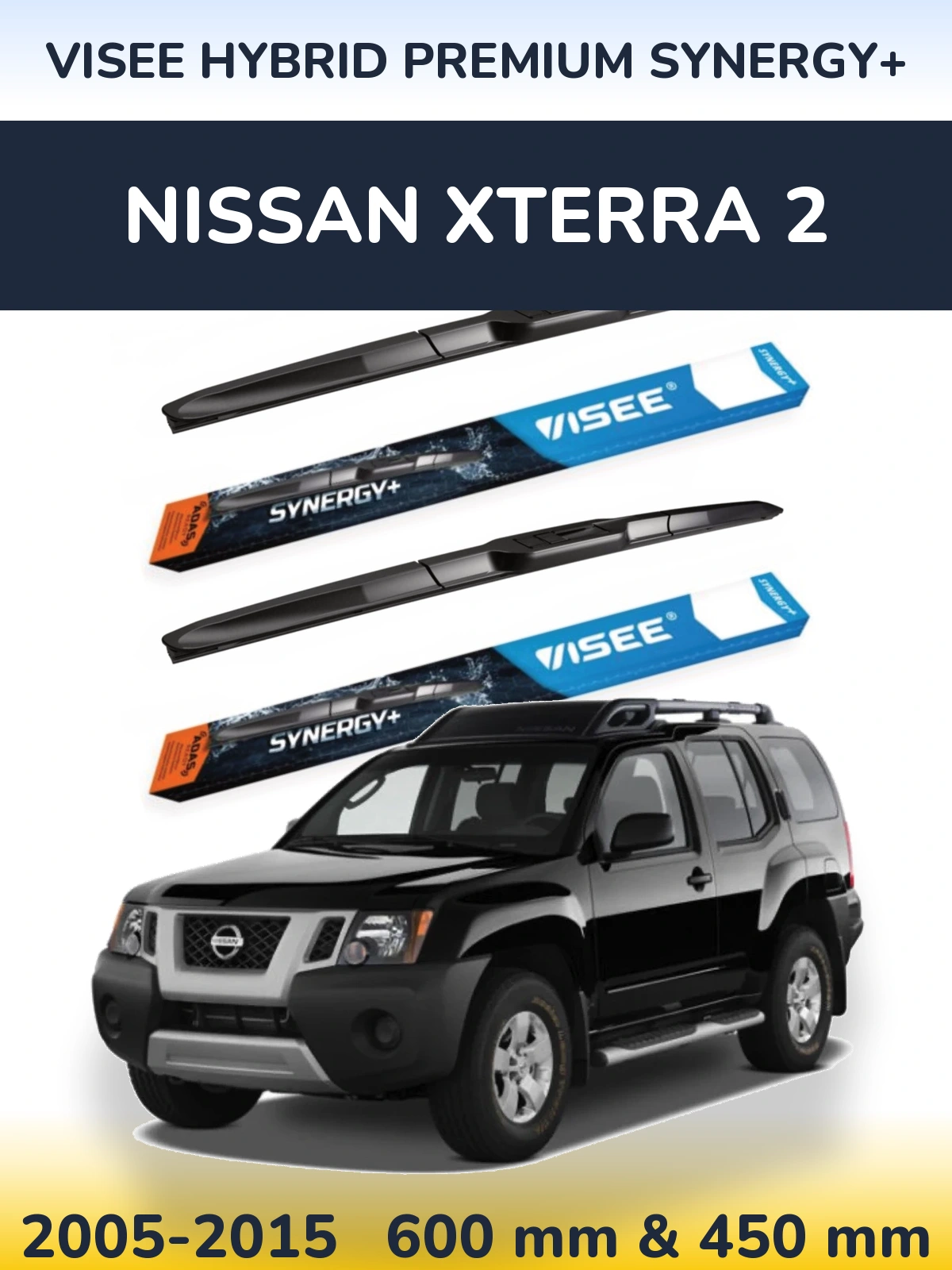 Комплект передних дворников VISEE HYBRID PREMIUM SYNERGY+ 600 & 450 мм для Nissan Xterra 2 2005-2015