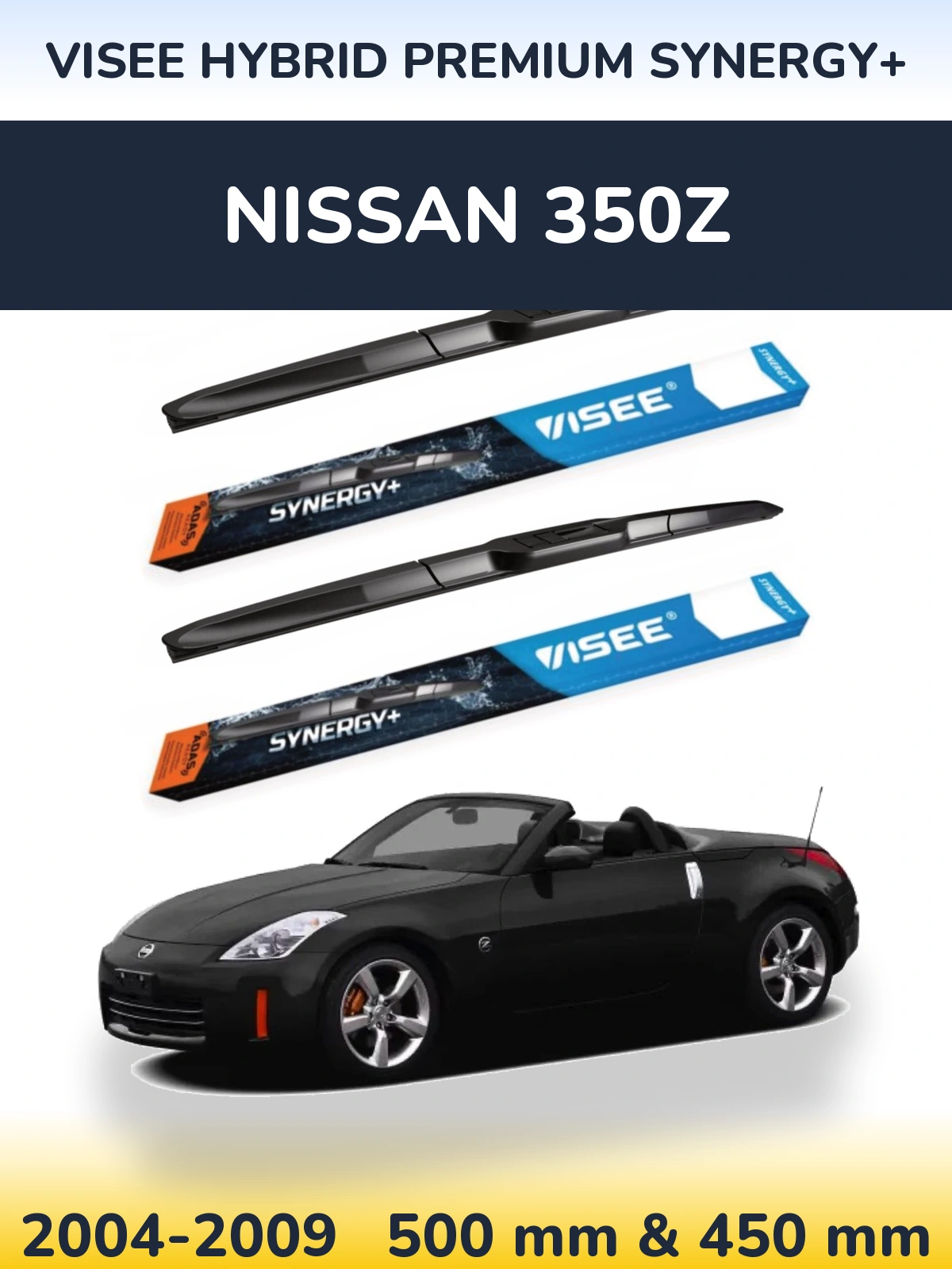 Комплект передних дворников VISEE HYBRID PREMIUM SYNERGY+ 500 & 450 мм для Nissan 350Z 2004-2009