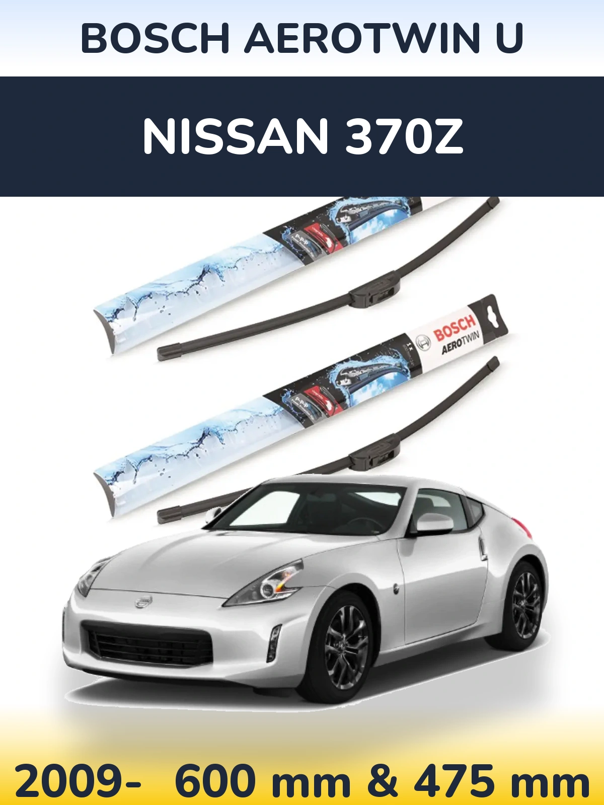 Komplet przednich wycieraczek BOSCH AeroTwin U 600 & 475 mm do Nissan 370Z 2009-2026