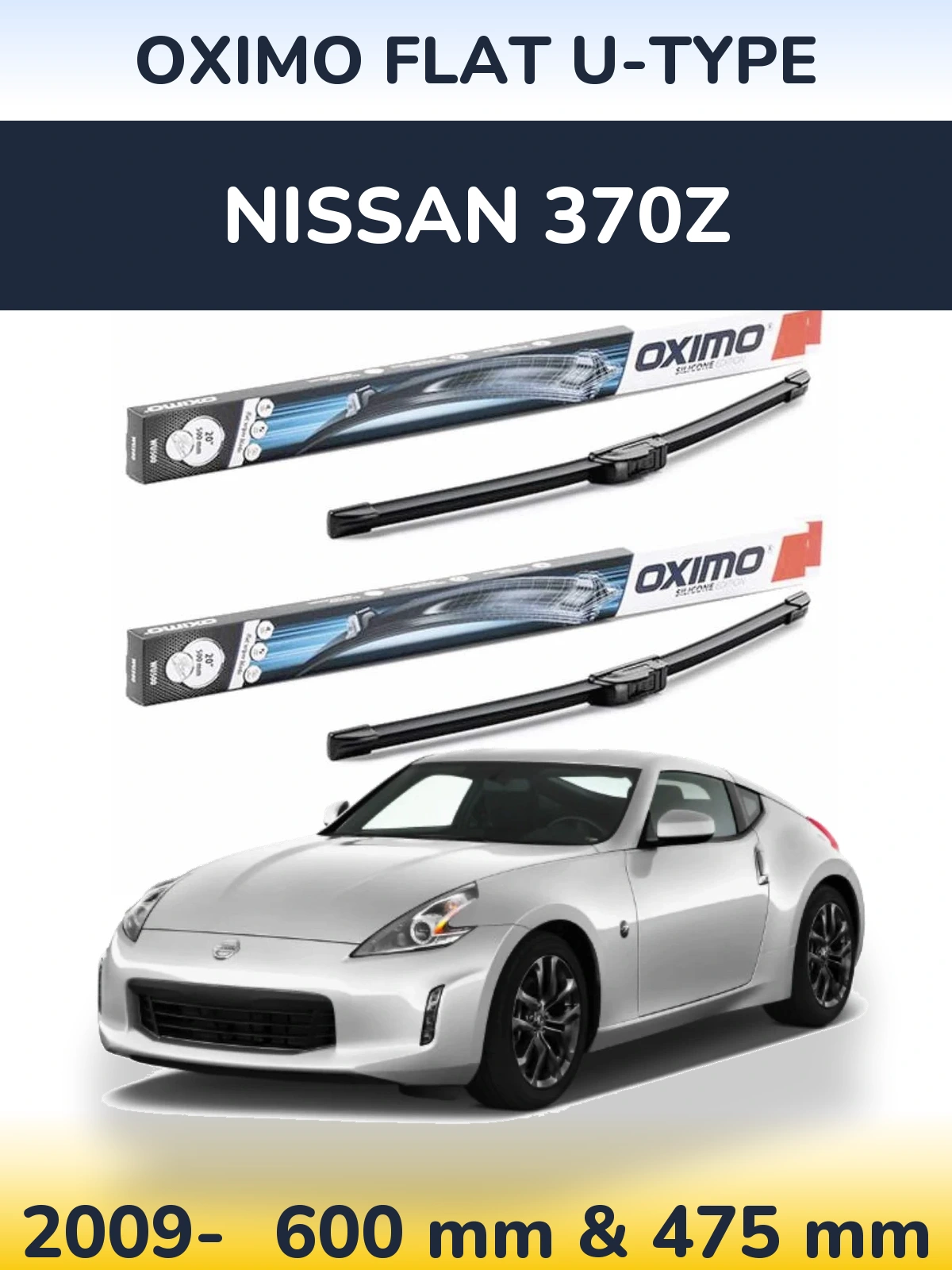 Комплект передних дворников Oximo Flat U-type 600 & 475 мм для Nissan 370Z 2009-2026
