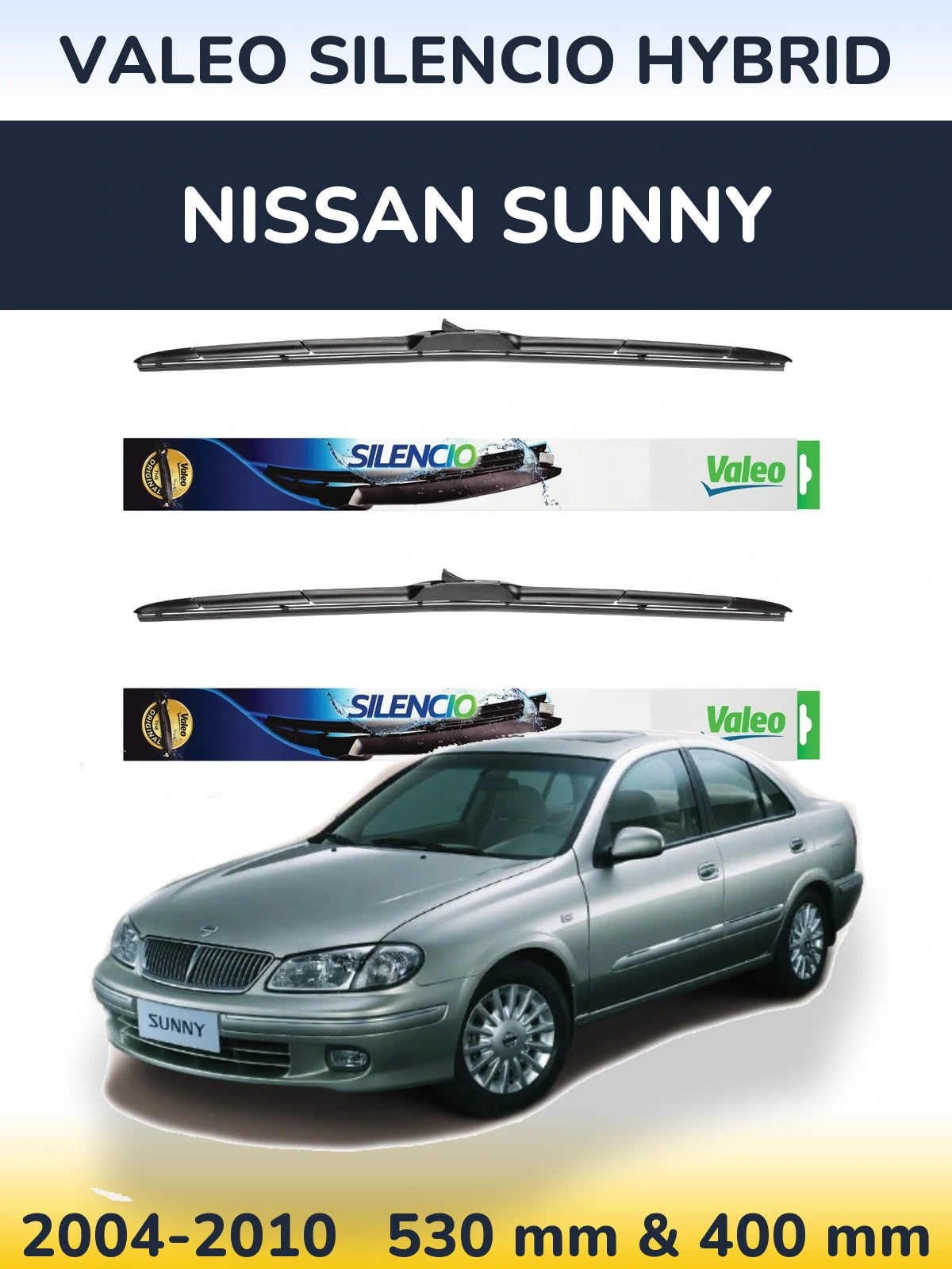 Комплект передних дворников Valeo Silencio Hybrid 530 & 400 мм для Nissan Sunny 2004-2010