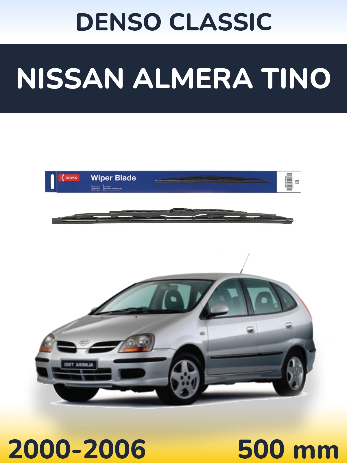 Rear wiper blade Denso Classic 500 mm for Nissan Almera Tino 2000-2006