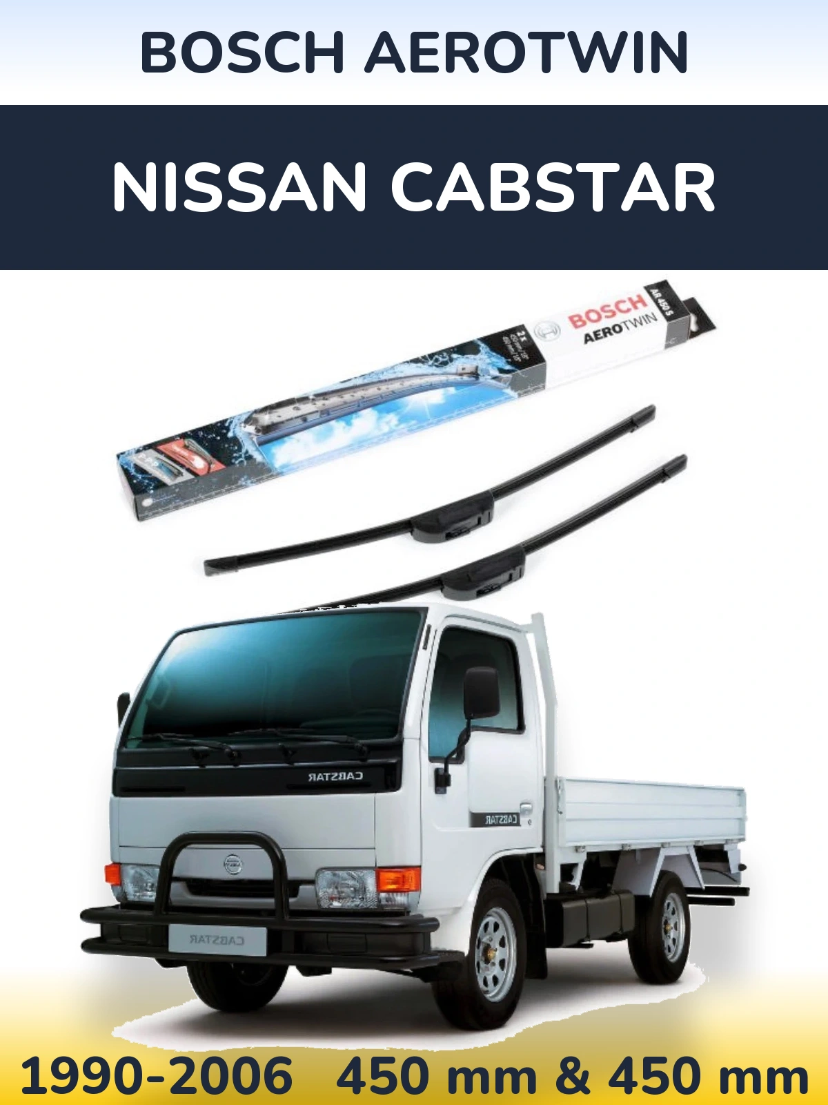 Komplet przednich wycieraczek BOSCH AeroTwin 450 & 450 mm do Nissan Cabstar 1990-2006