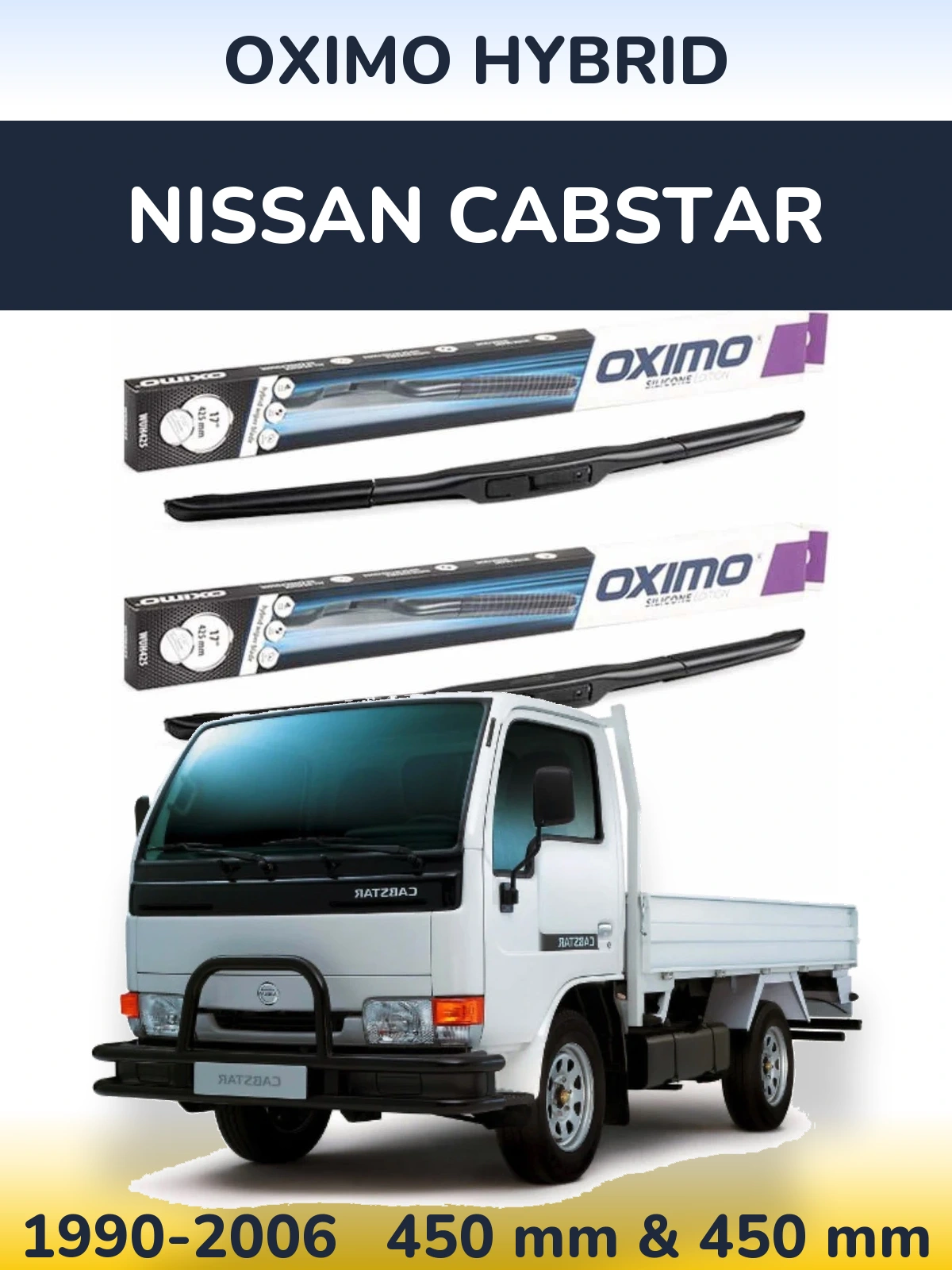 Комплект передних дворников Oximo Hybrid 450 & 450 мм для Nissan Cabstar 1990-2006