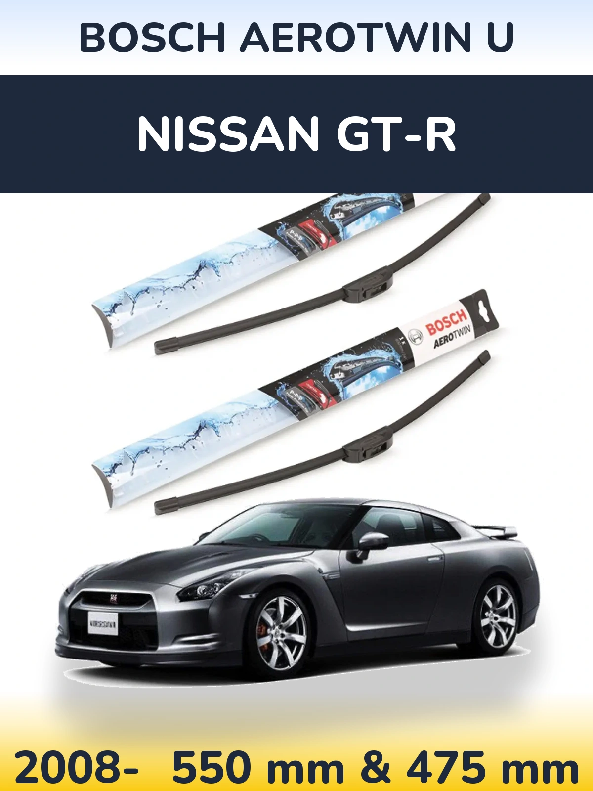 Komplet przednich wycieraczek BOSCH AeroTwin U 550 & 475 mm do Nissan GT-R 2008-2026