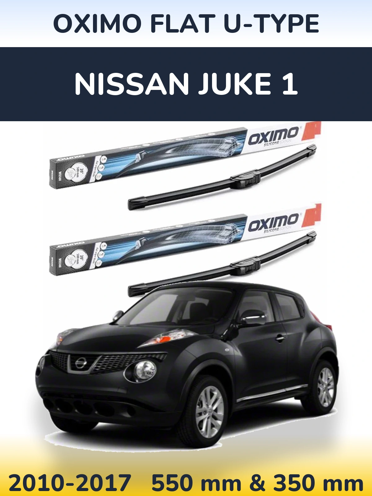 Комплект передних дворников Oximo Flat U-type 550 & 350 мм для Nissan Juke 1 2010-2017