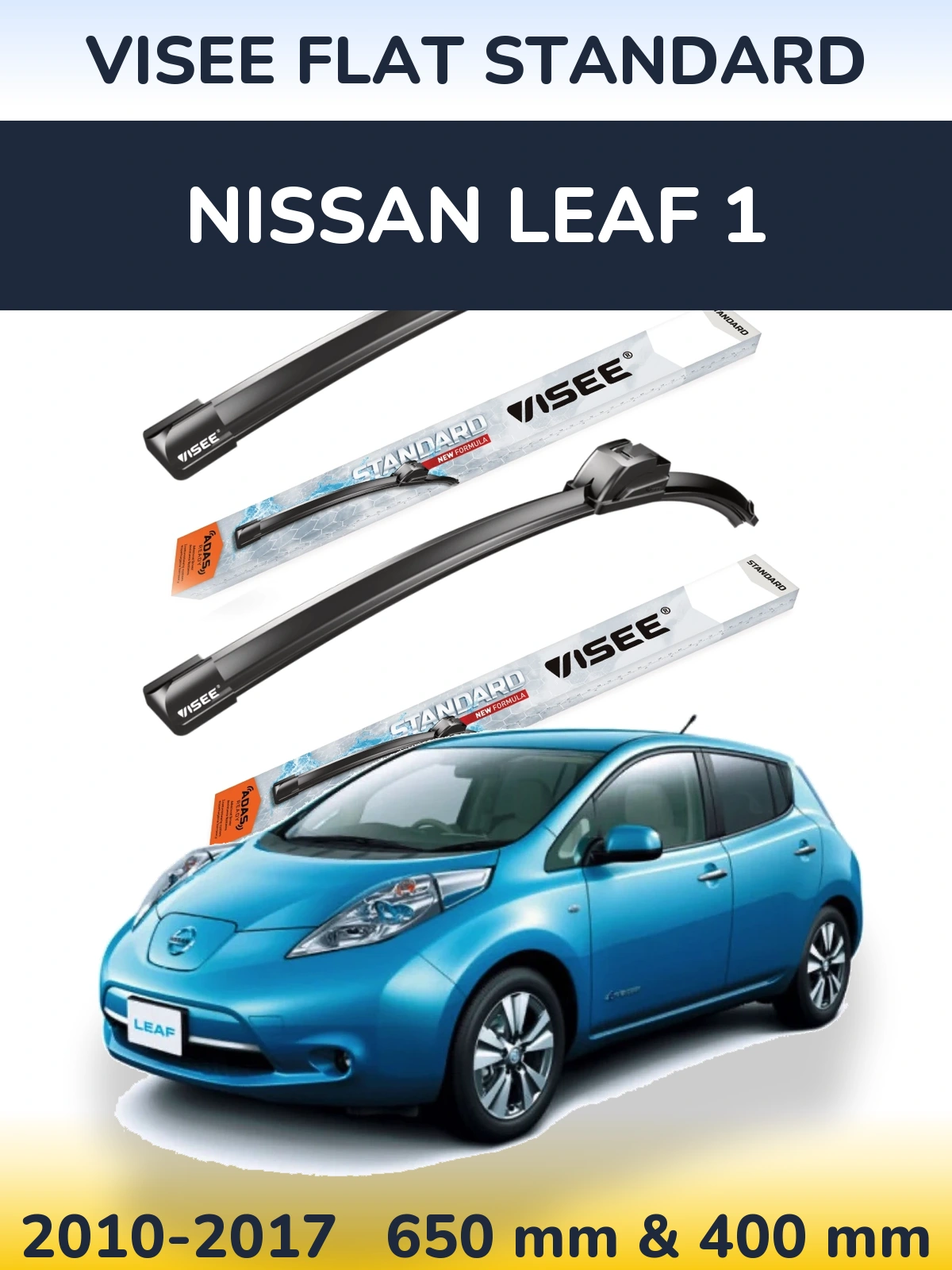 Komplet przednich wycieraczek VISEE FLAT STANDARD 650 & 400 mm do Nissan Leaf 1 2010-2017