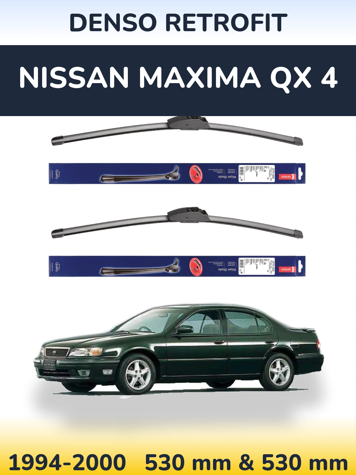 Komplet przednich wycieraczek Denso Retrofit 530 & 530 mm do Nissan Maxima QX 4 1994-2000