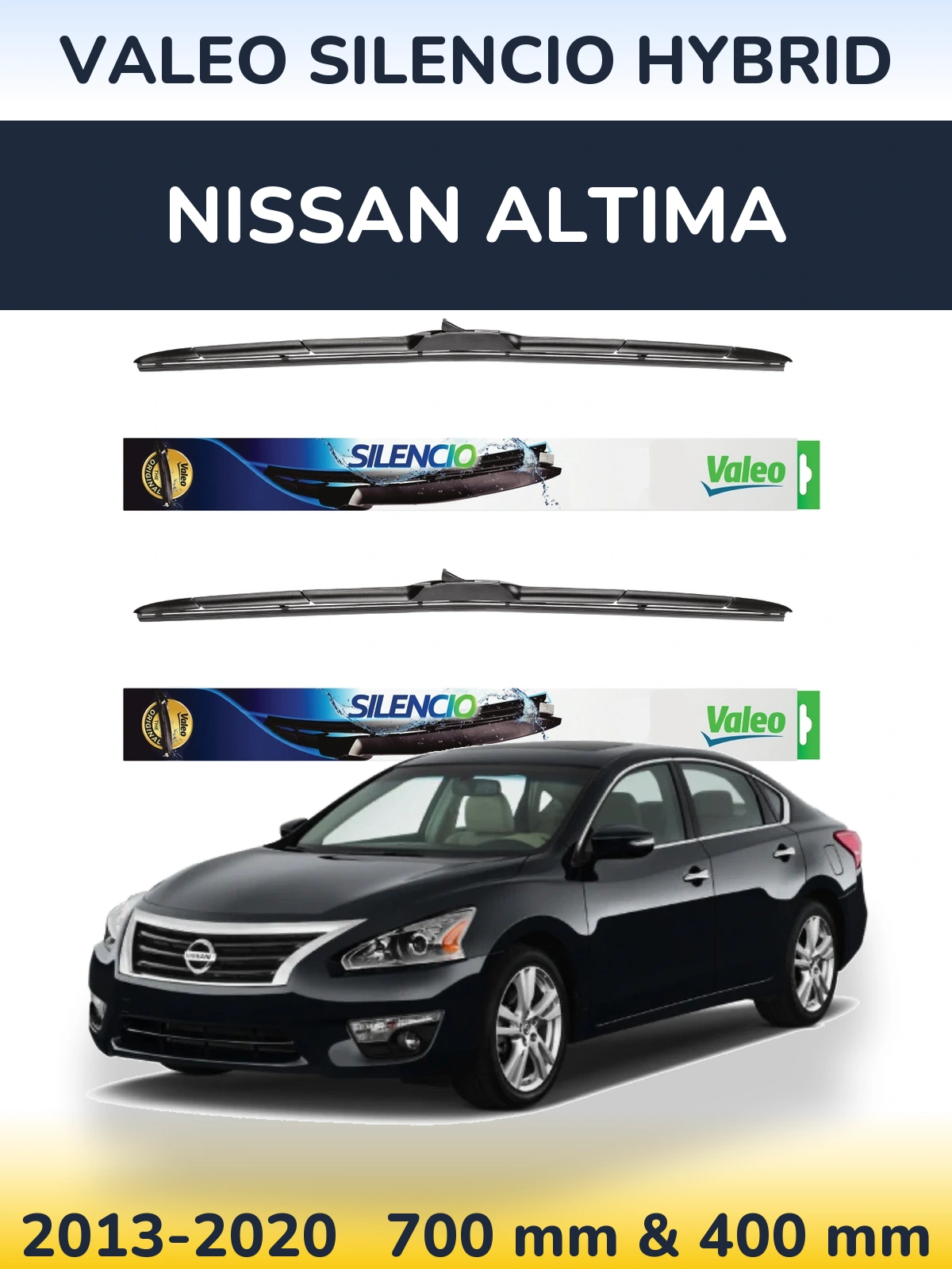 Front wiper blade set Valeo Silencio Hybrid 700 & 400 mm for Nissan Altima 2013-2020