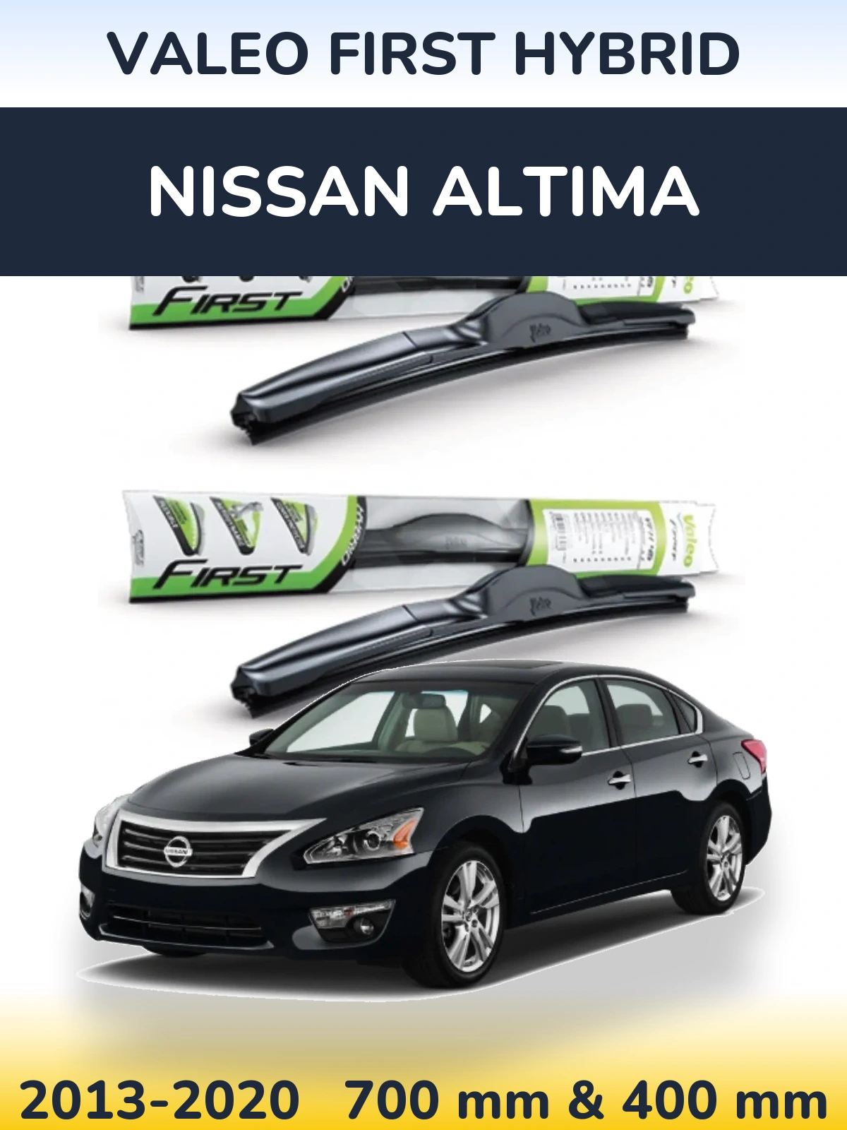 Front wiper blade set Valeo First Hybrid 700 & 400 mm for Nissan Altima 2013-2020