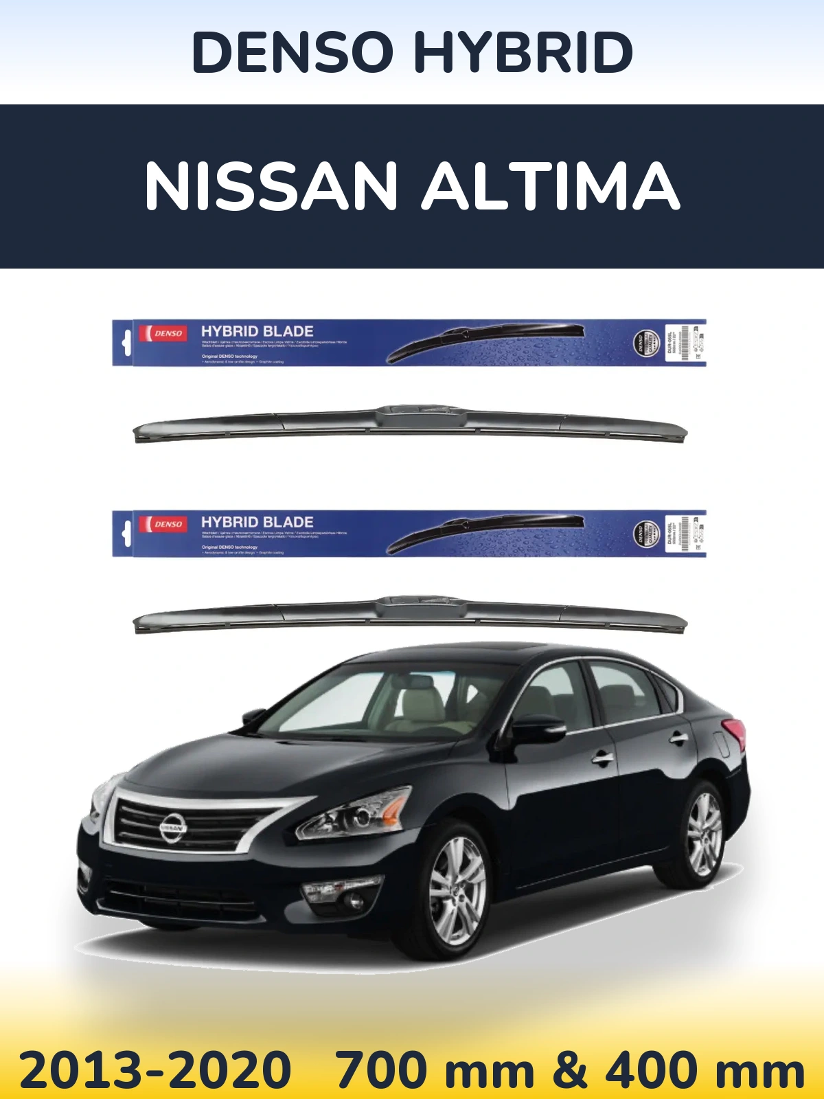 Front wiper blade set Denso Hybrid 700 & 400 mm for Nissan Altima 2013-2020