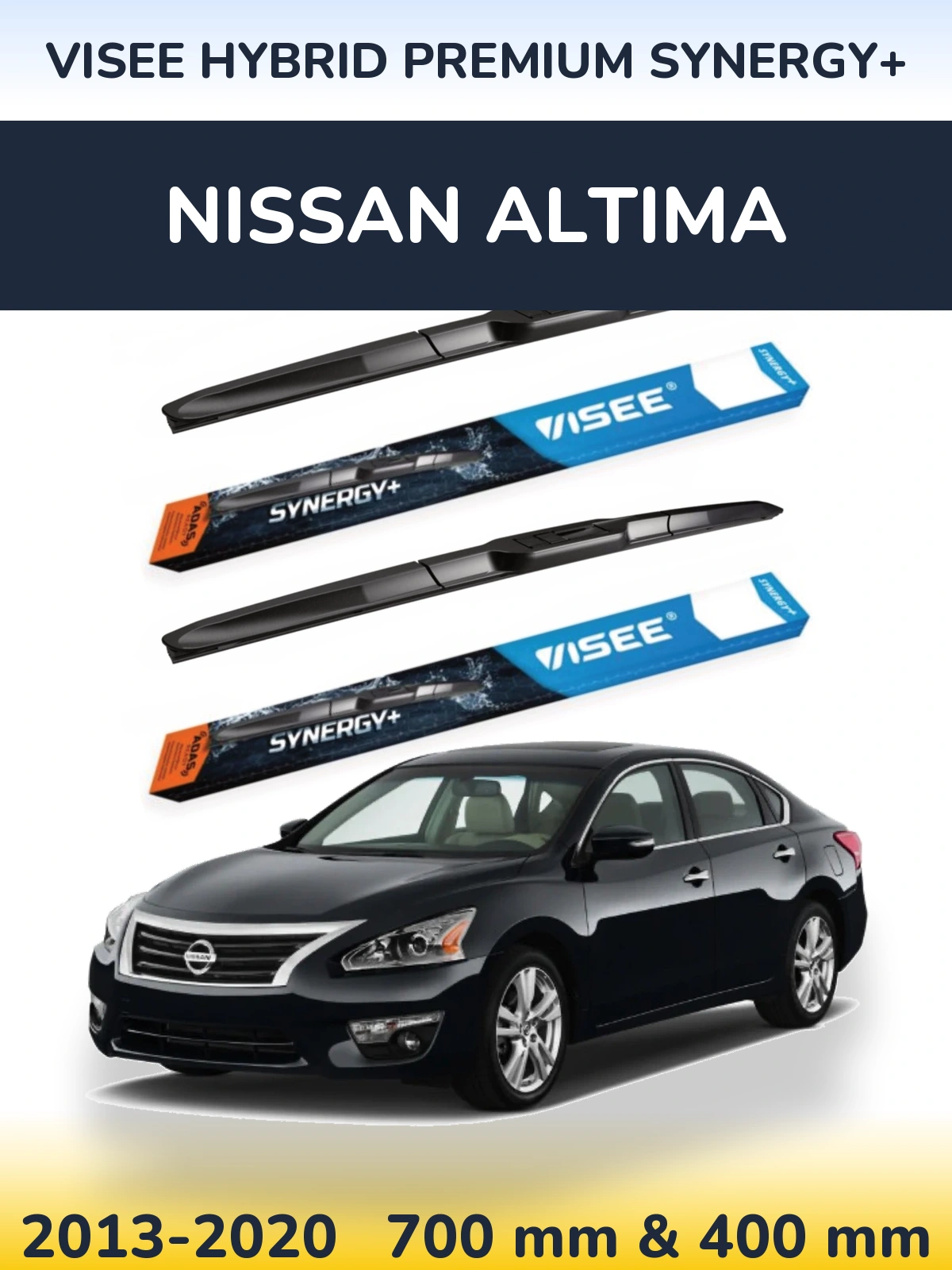 Front wiper blade set VISEE HYBRID PREMIUM SYNERGY+ 700 & 400 mm for Nissan Altima 2013-2020