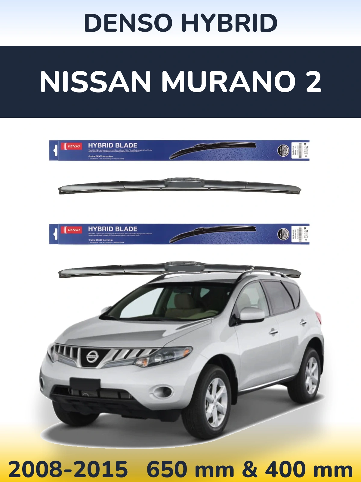 Komplet przednich wycieraczek Denso Hybrid 650 & 400 mm do Nissan Murano 2 2008-2015