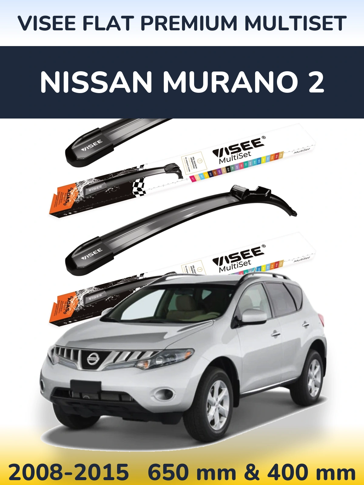 Komplet przednich wycieraczek VISEE FLAT PREMIUM MultiSet 650 & 400 mm do Nissan Murano 2 2008-2015