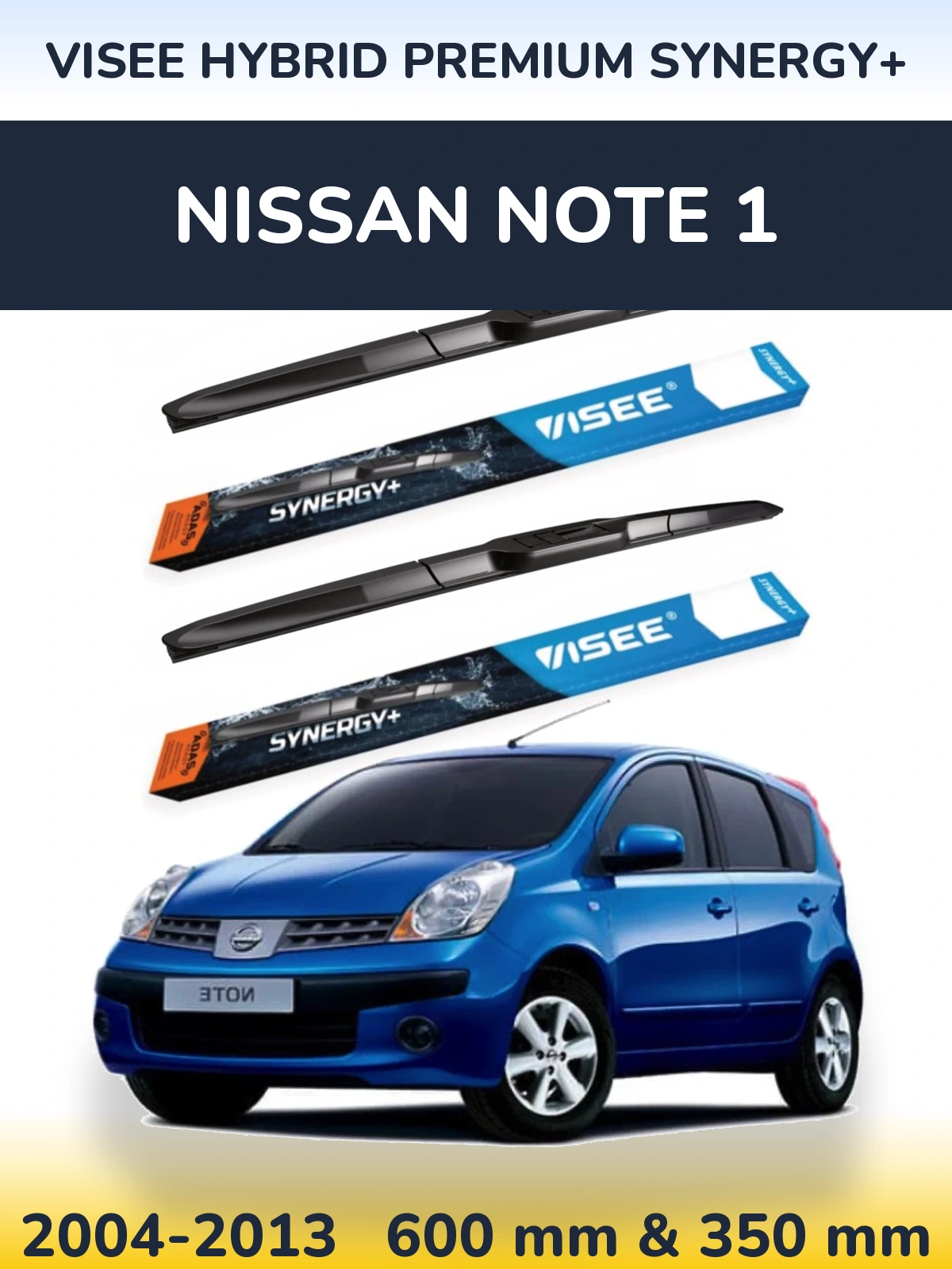 Комплект передних дворников VISEE HYBRID PREMIUM SYNERGY+ 600 & 350 мм для Nissan Note 1 2004-2013