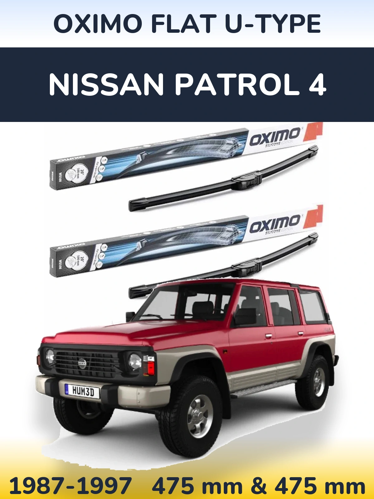 Komplet przednich wycieraczek Oximo Flat U-type 475 & 475 mm do Nissan Patrol 4 1987-1997