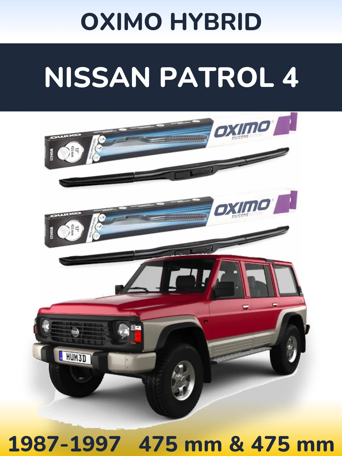 Komplet przednich wycieraczek Oximo Hybrid 475 & 475 mm do Nissan Patrol 4 1987-1997