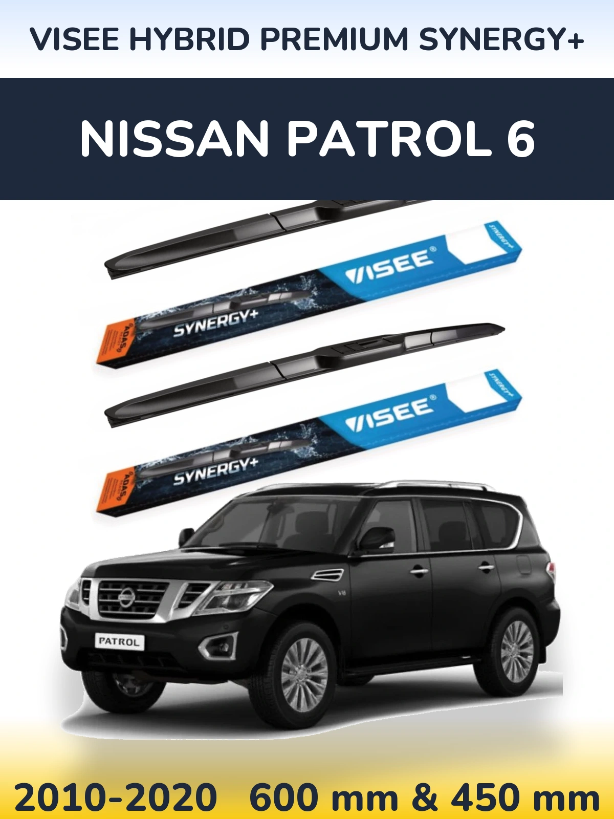 Komplet przednich wycieraczek VISEE HYBRID PREMIUM SYNERGY+ 600 & 450 mm do Nissan Patrol 6 2010-2020