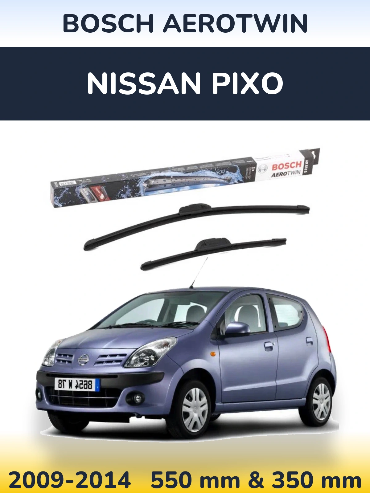 Komplet przednich wycieraczek BOSCH AeroTwin 550 & 350 mm do Nissan Pixo 2009-2014