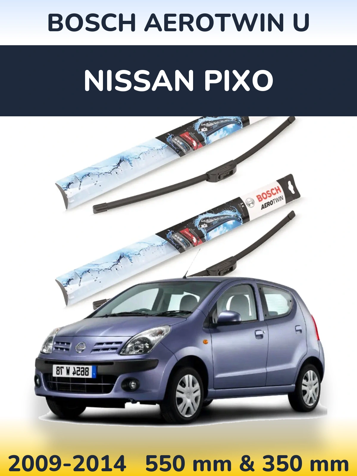 Komplet przednich wycieraczek BOSCH AeroTwin U 550 & 350 mm do Nissan Pixo 2009-2014