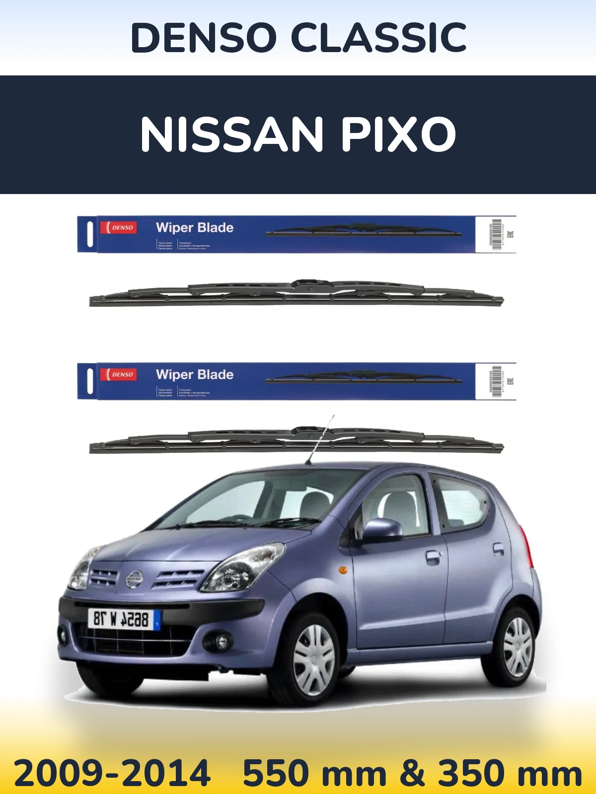 Komplet przednich wycieraczek Denso Classic 550 & 350 mm do Nissan Pixo 2009-2014