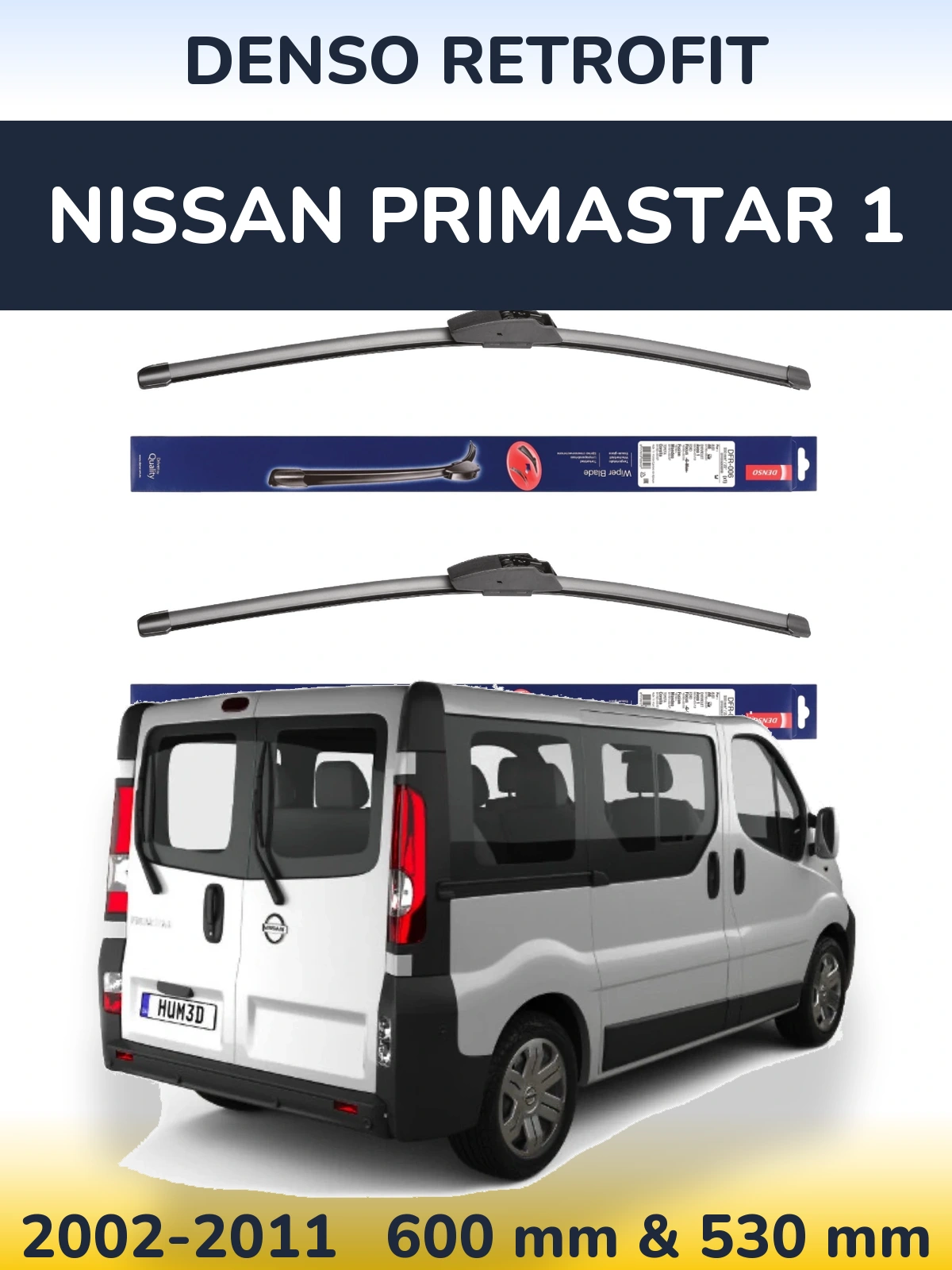 Komplet przednich wycieraczek Denso Retrofit 600 & 530 mm do Nissan Primastar 1 2002-2011