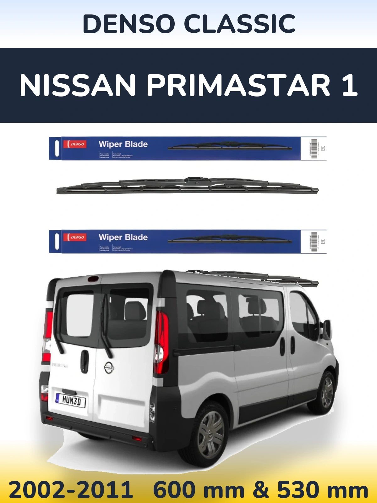 Komplet przednich wycieraczek Denso Classic 600 & 530 mm do Nissan Primastar 1 2002-2011