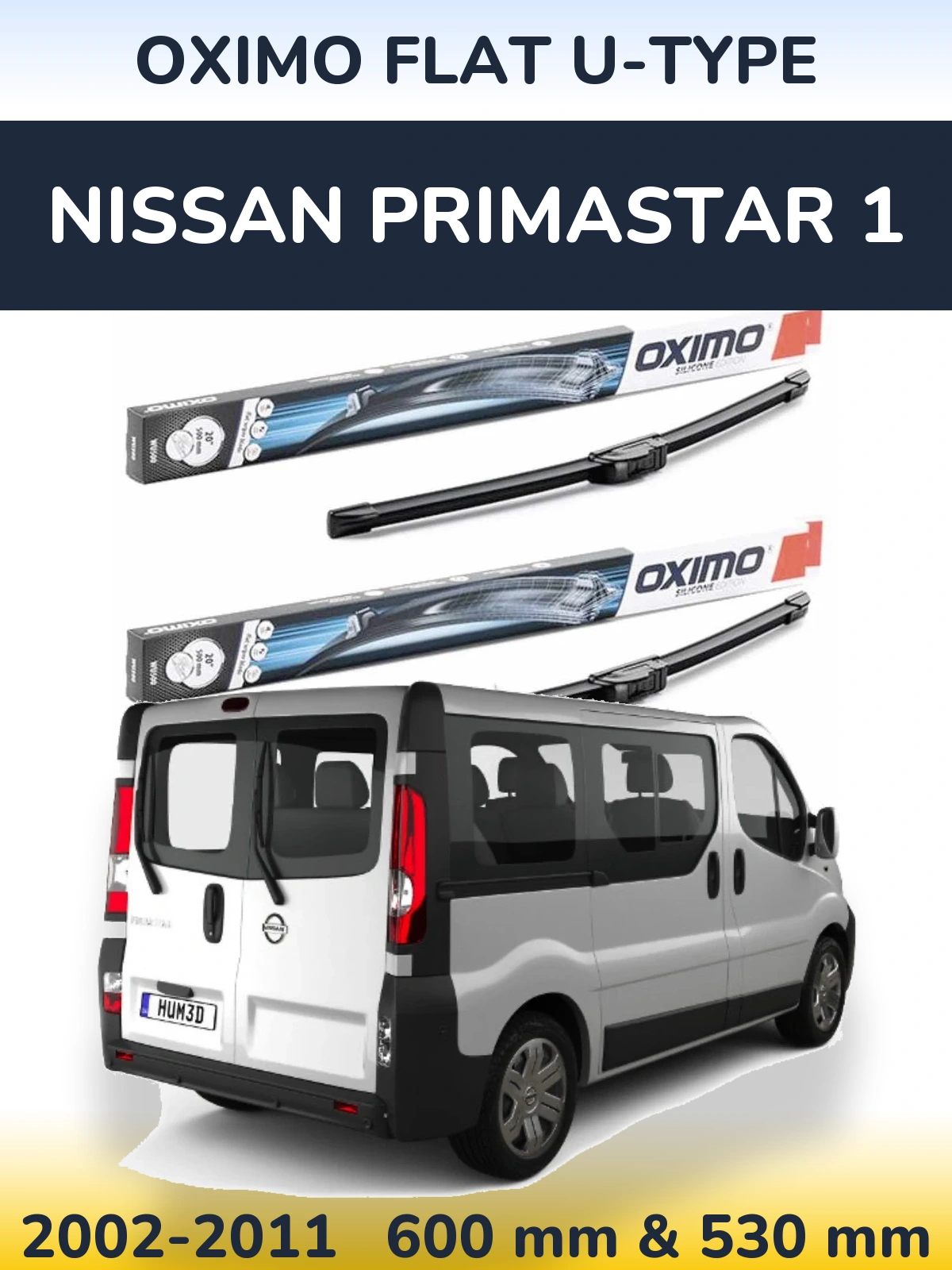 Komplet przednich wycieraczek Oximo Flat U-type 600 & 530 mm do Nissan Primastar 1 2002-2011