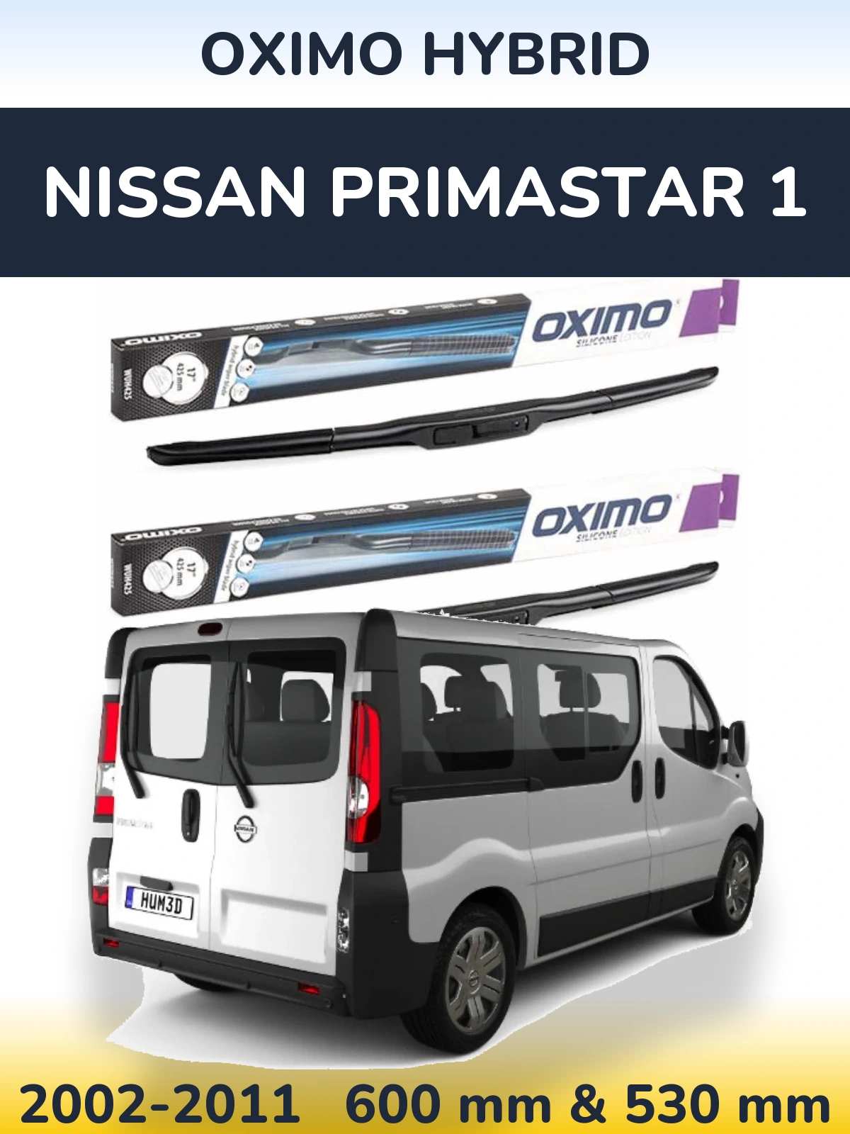 Komplet przednich wycieraczek Oximo Hybrid 600 & 530 mm do Nissan Primastar 1 2002-2011