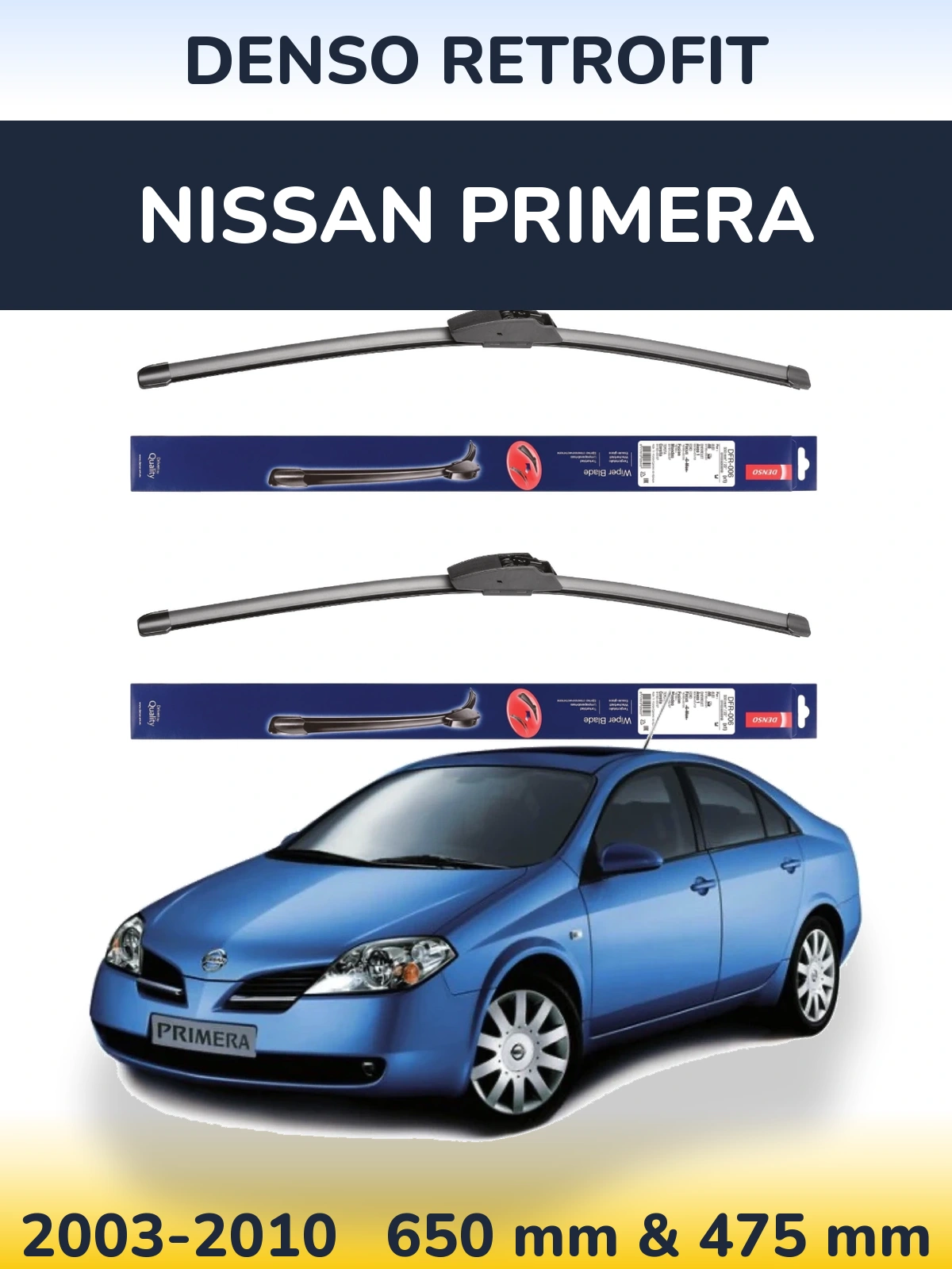 Комплект передних дворников Denso Retrofit 650 & 475 мм для Nissan Primera 2003-2010