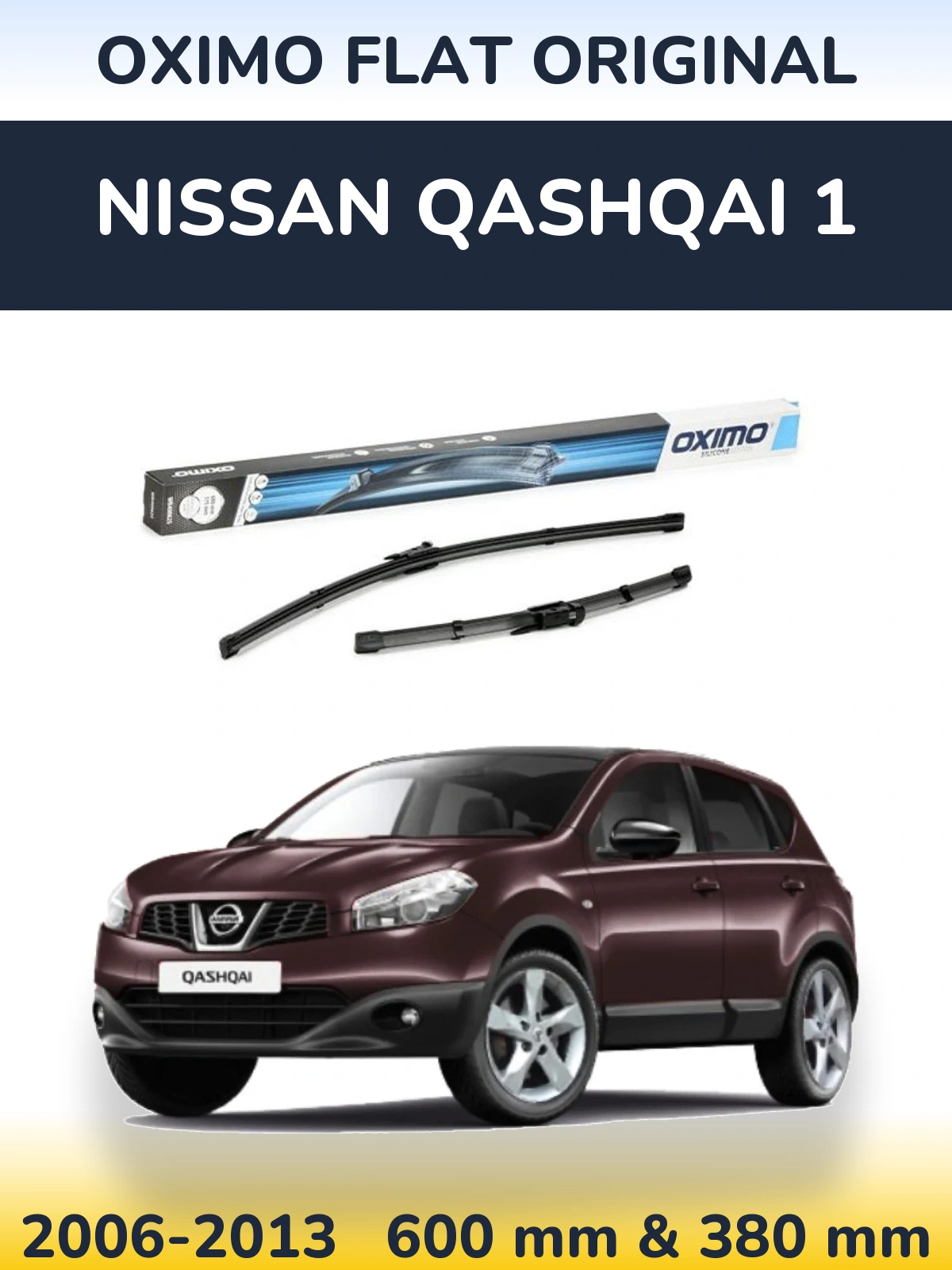 Komplet przednich wycieraczek Oximo Flat Original 600 & 375 mm do Nissan Qashqai 1 2006-2013