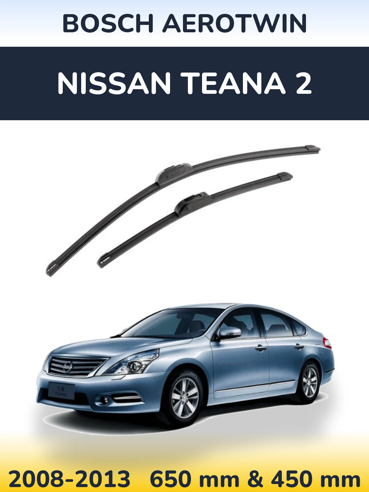 Komplet przednich wycieraczek BOSCH AeroTwin 650 & 450 mm do Nissan Teana 2 2008-2013