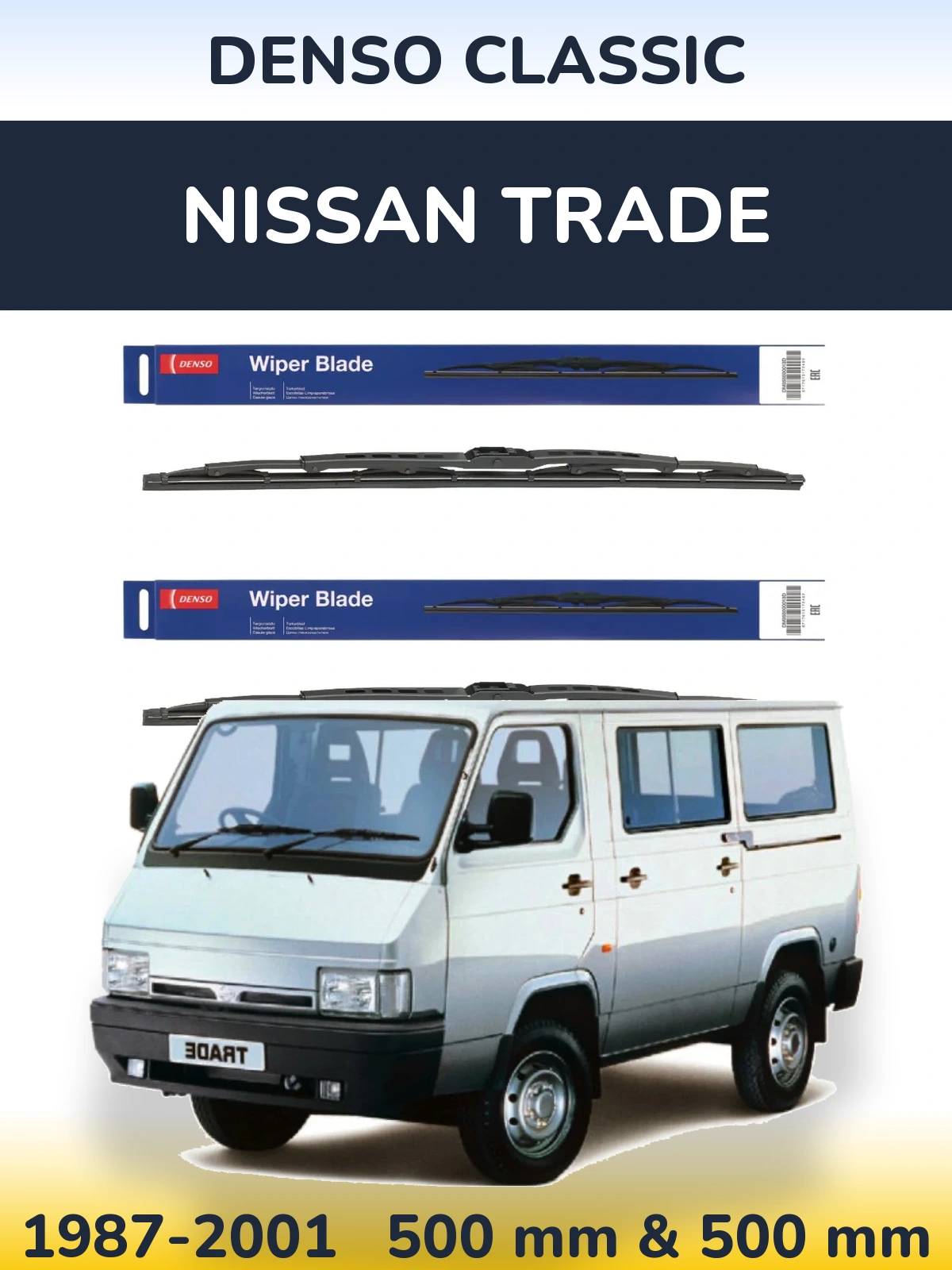 Komplet przednich wycieraczek Denso Classic 500 & 500 mm do Nissan Trade 1987-2001