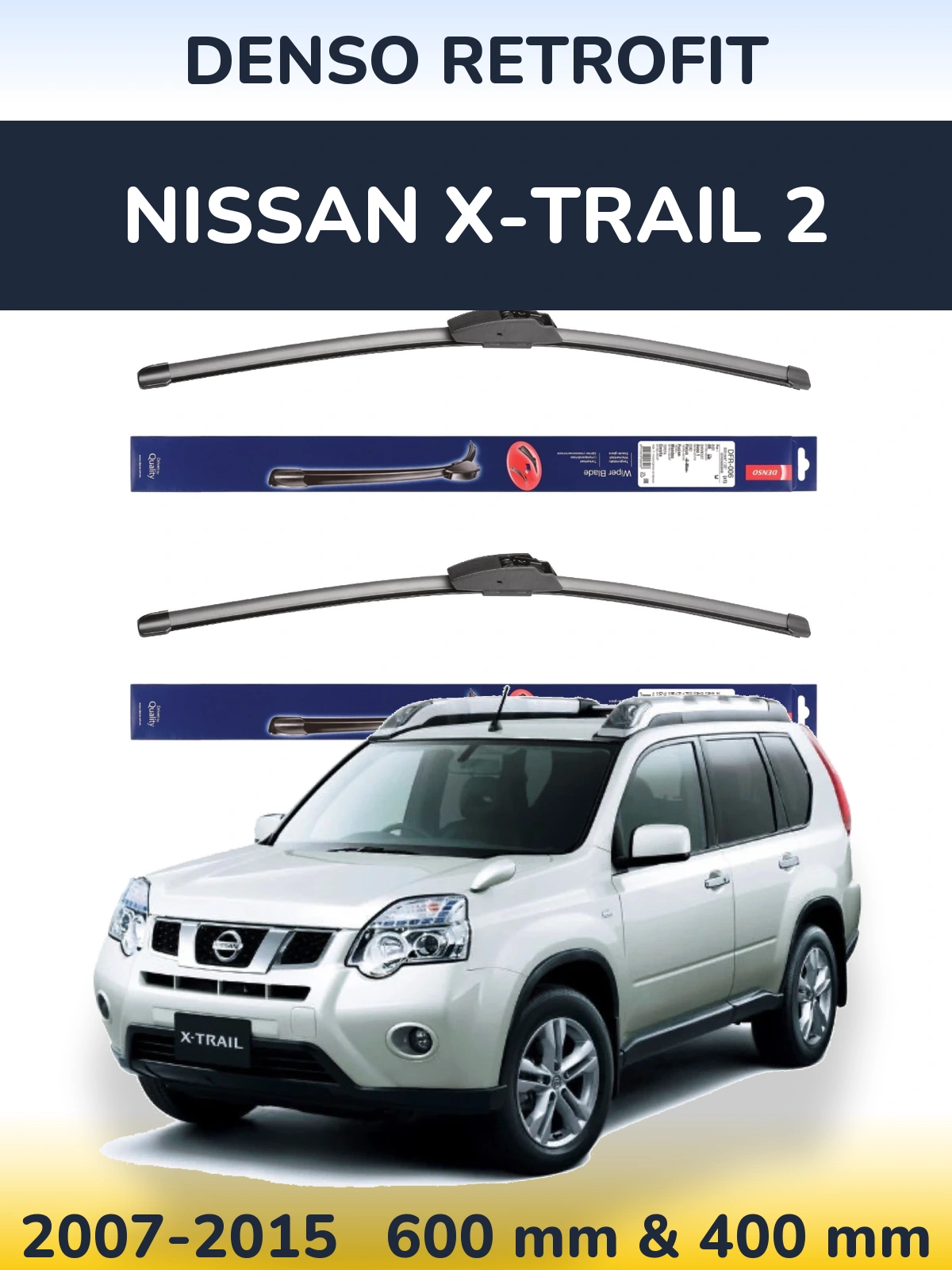 Komplet przednich wycieraczek Denso Retrofit 600 & 400 mm do Nissan X-Trail 2 2007-2015