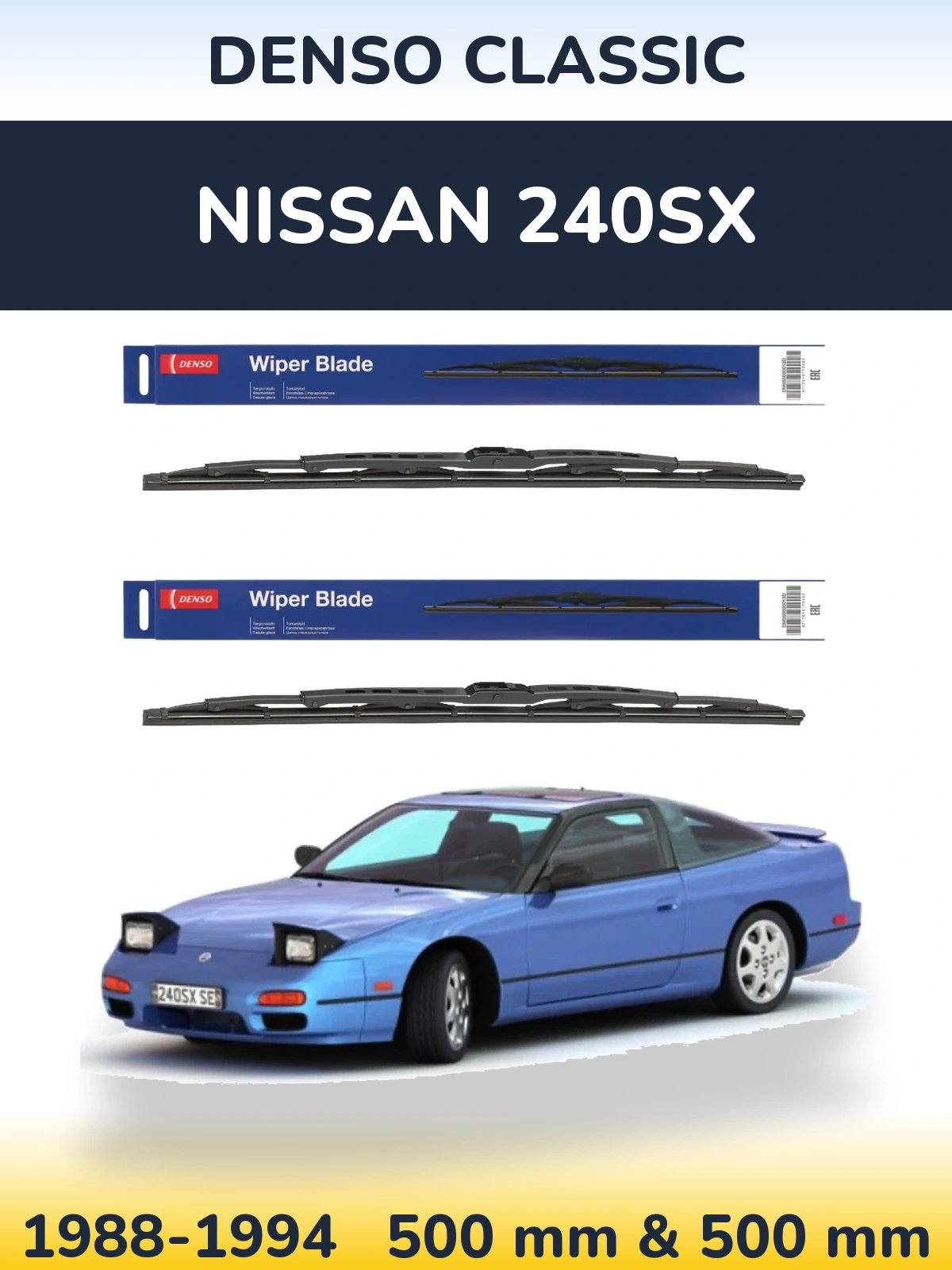 Komplet przednich wycieraczek Denso Classic 500 & 500 mm do Nissan 240SX 1988-1994