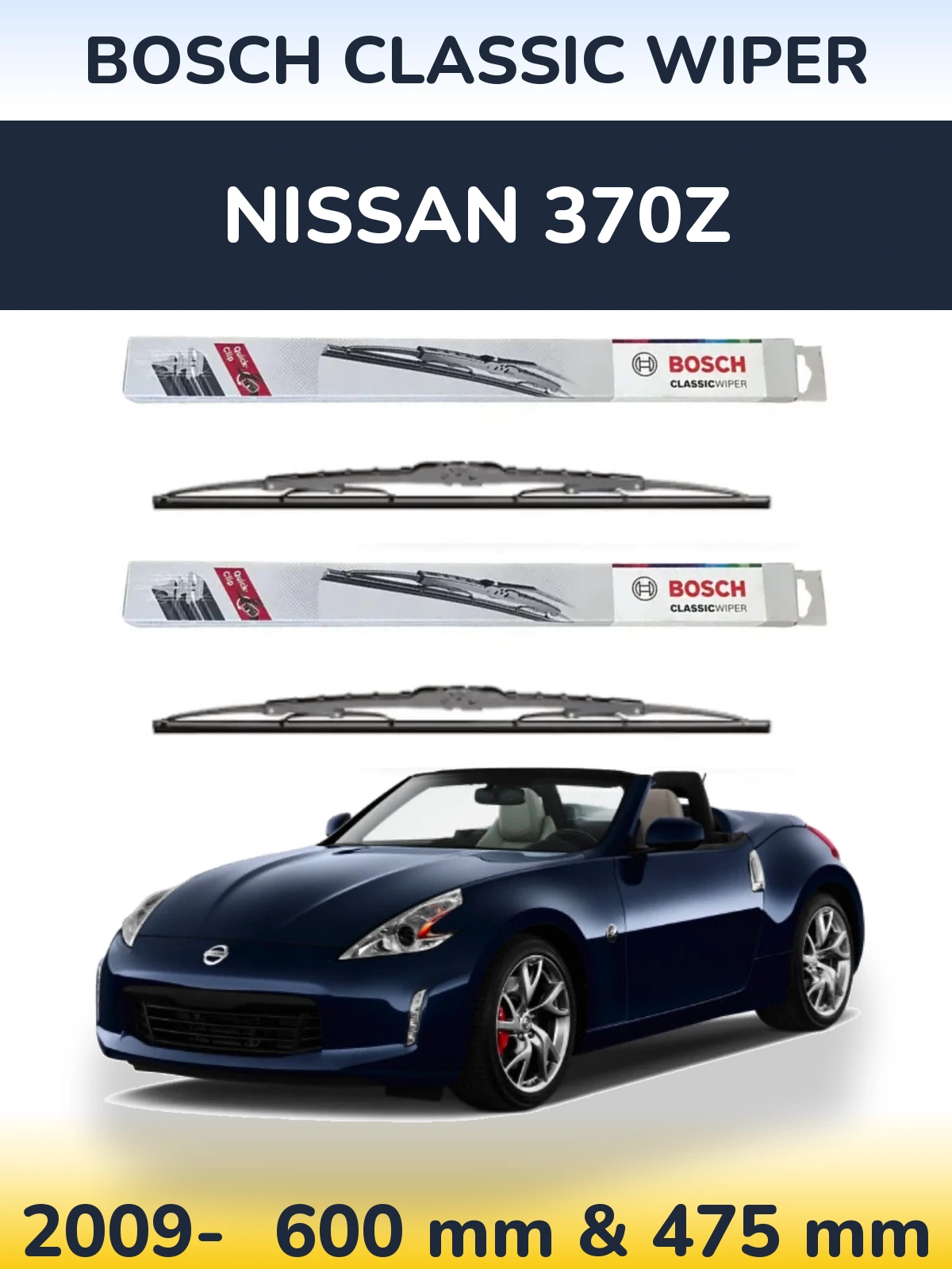 Komplet przednich wycieraczek BOSCH Classic Wiper 600 & 475 mm do Nissan 370Z 2009-2026