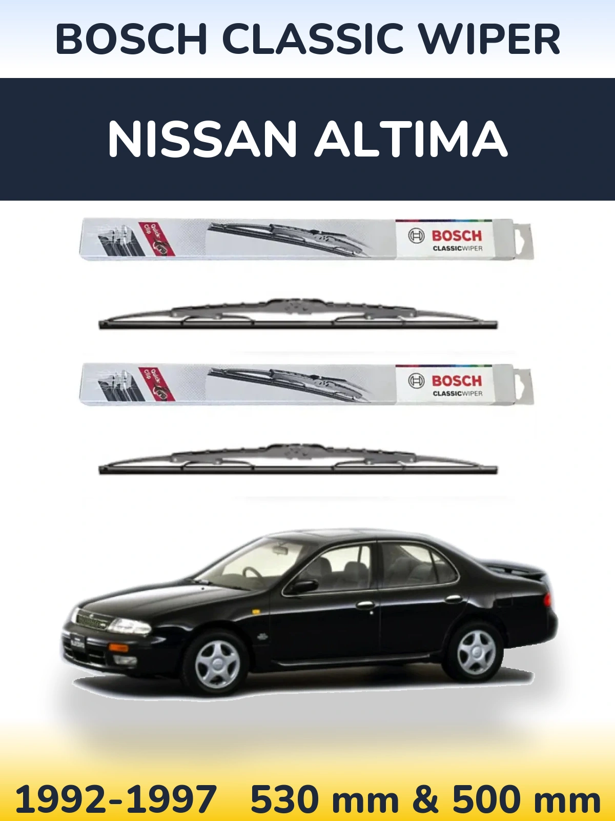 Komplet przednich wycieraczek BOSCH Classic Wiper 530 & 500 mm do Nissan Altima 1992-1997
