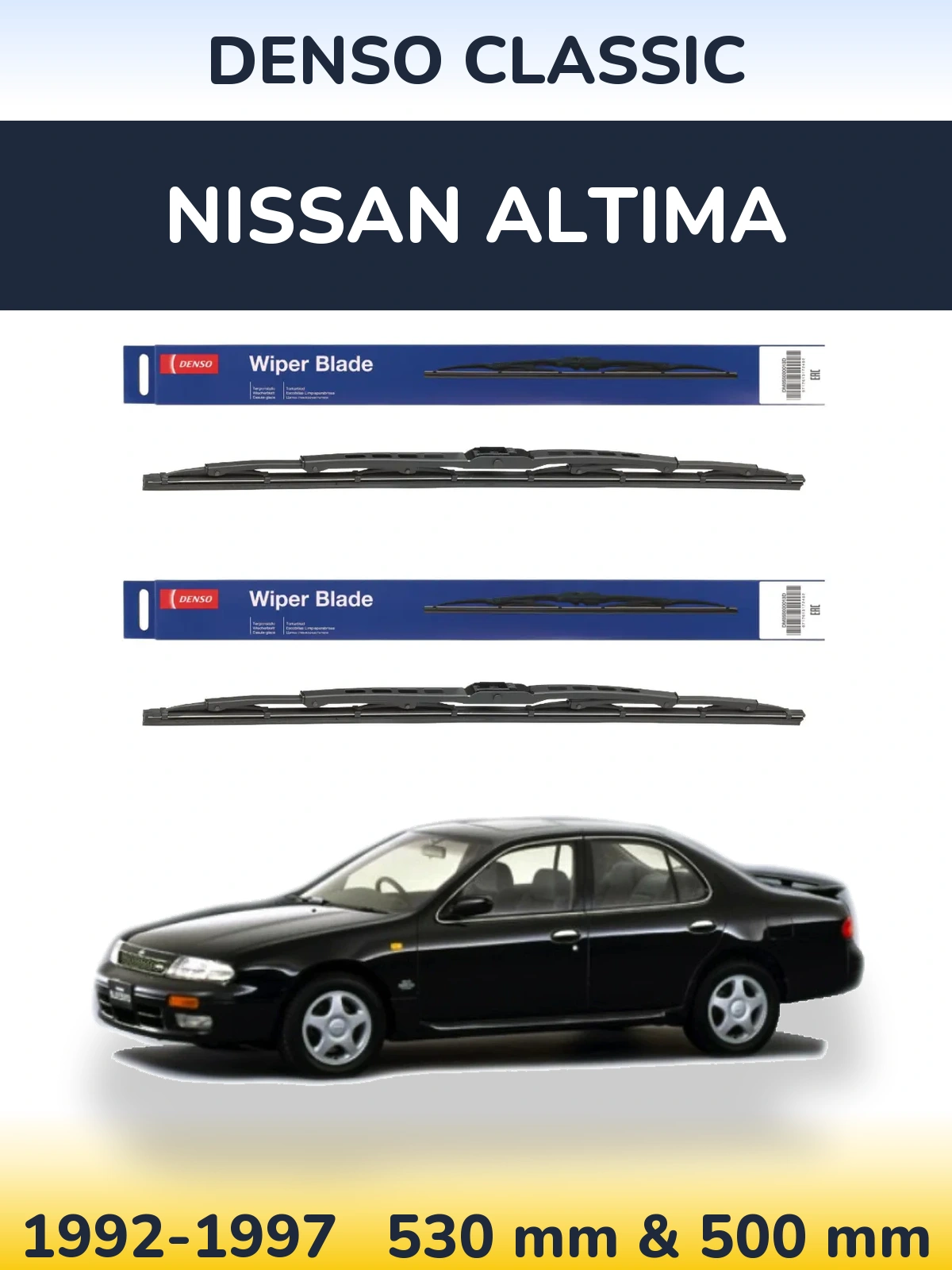 Front wiper blade set Denso Classic 530 & 500 mm for Nissan Altima 1992-1997