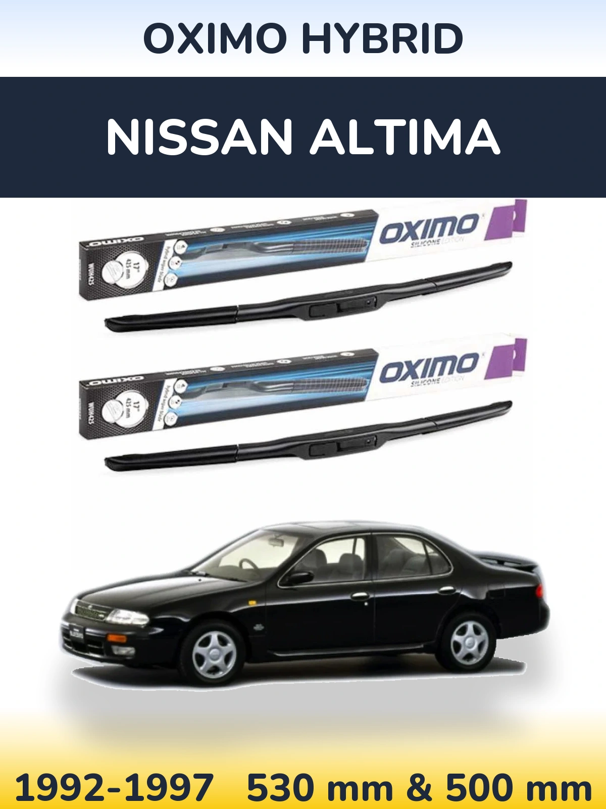 Komplet przednich wycieraczek Oximo Hybrid 530 & 500 mm do Nissan Altima 1992-1997
