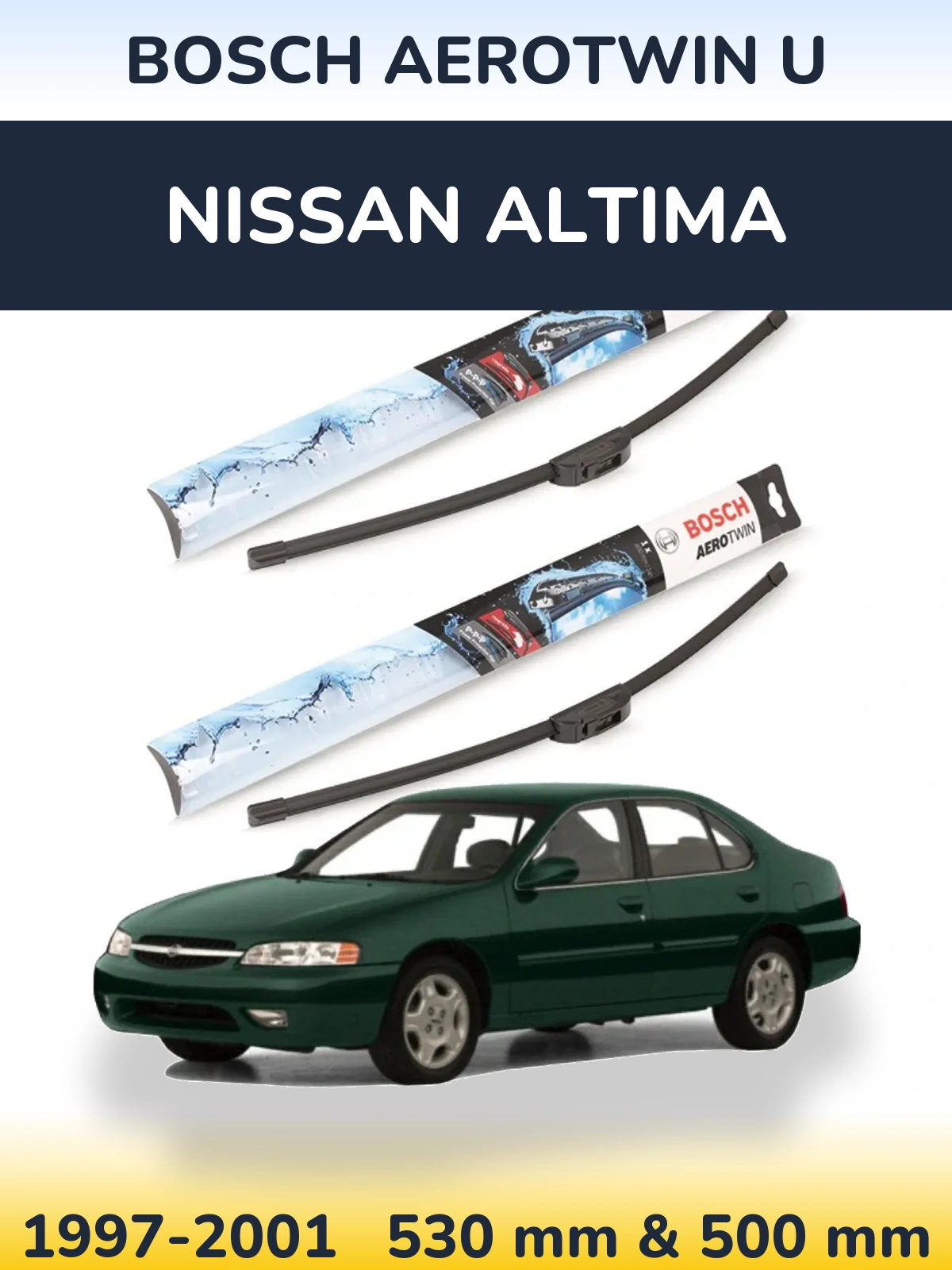 Комплект передних дворников BOSCH AeroTwin U 530 & 500 мм для Nissan Altima 1997-2001