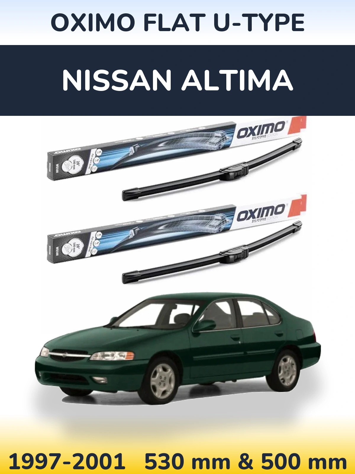 Комплект передних дворников Oximo Flat U-type 530 & 500 мм для Nissan Altima 1997-2001