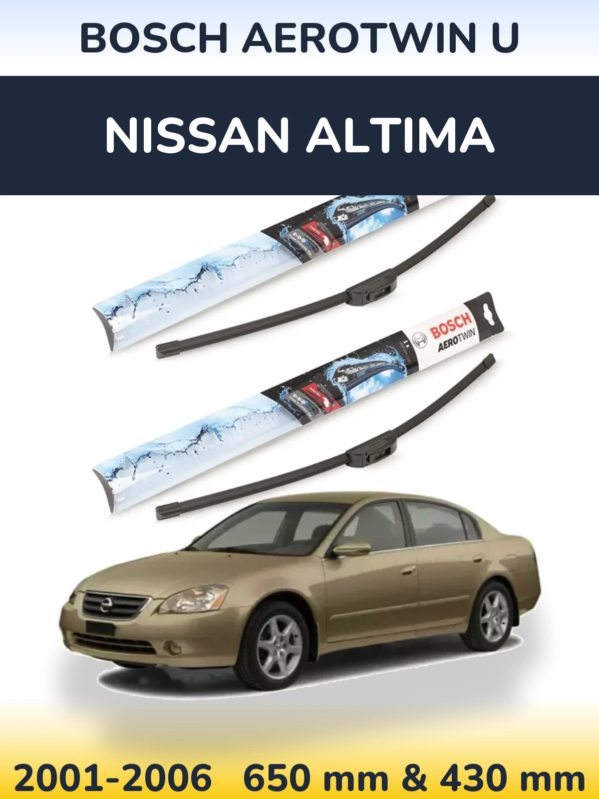 Komplet przednich wycieraczek BOSCH AeroTwin U 650 & 430 mm do Nissan Altima 2001-2006