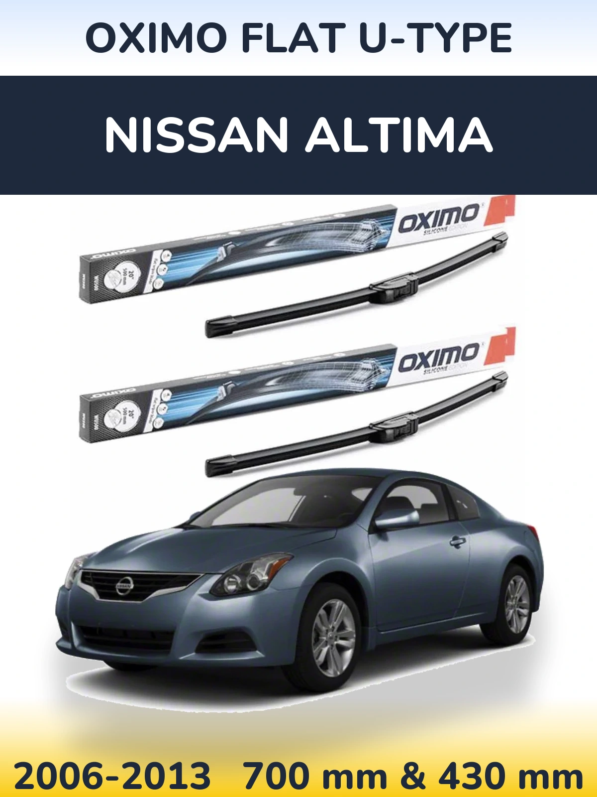 Комплект передних дворников Oximo Flat U-type 700 & 430 мм для Nissan Altima 2006-2013