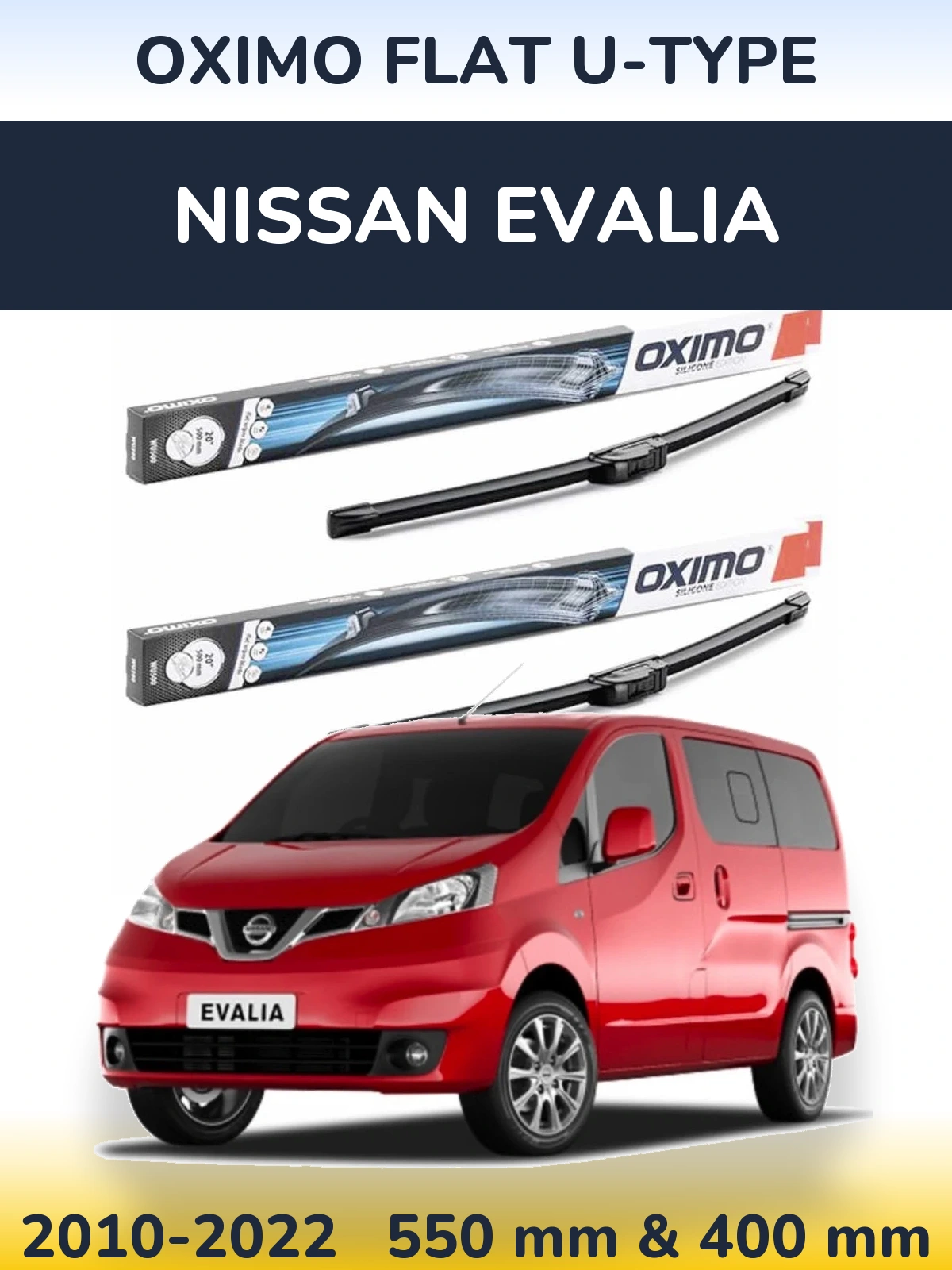 Komplet przednich wycieraczek Oximo Flat U-type 550 & 400 mm do Nissan Evalia 2010-2022