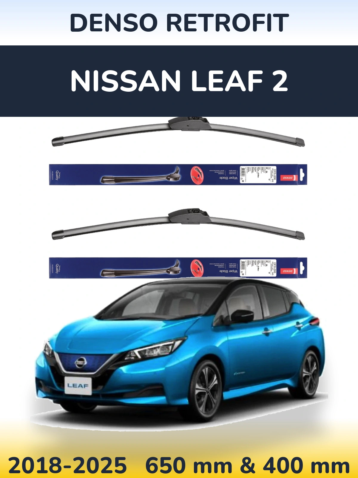 Komplet przednich wycieraczek Denso Retrofit 650 & 400 mm do Nissan Leaf 2 2018-2025