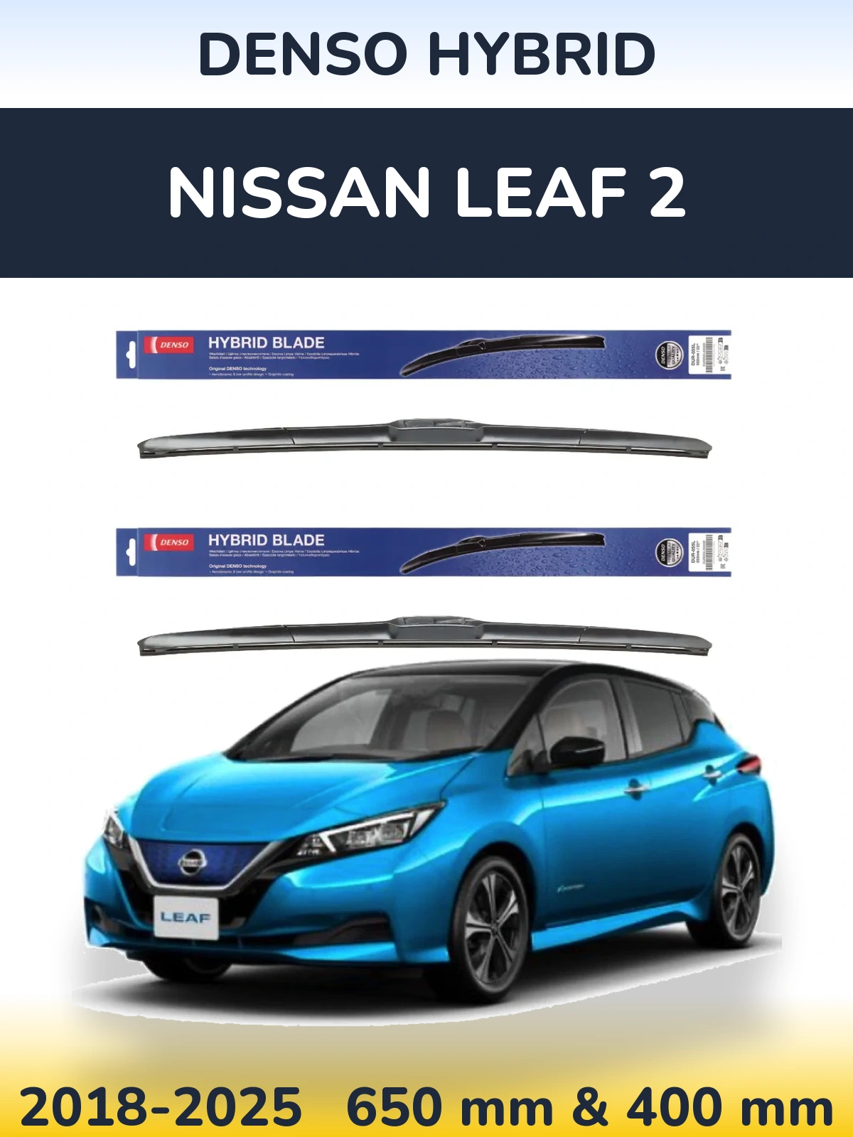Komplet przednich wycieraczek Denso Hybrid 650 & 400 mm do Nissan Leaf 2 2018-2025