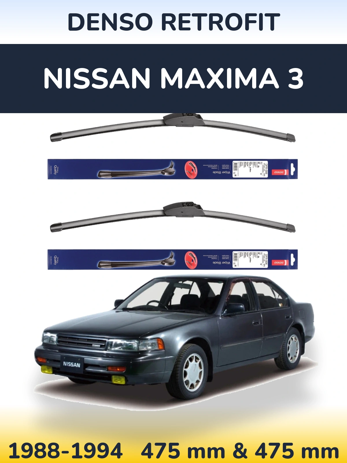 Komplet przednich wycieraczek Denso Retrofit 475 & 475 mm do Nissan Maxima 3 1988-1994