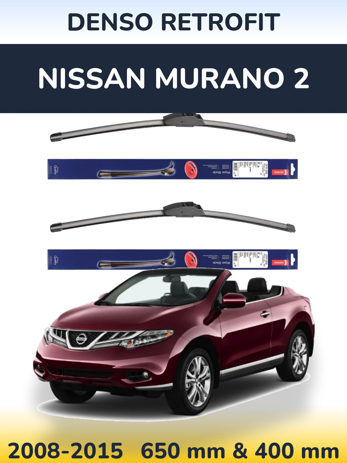 Комплект передних дворников Denso Retrofit 650 & 400 мм для Nissan Murano 2 2008-2015