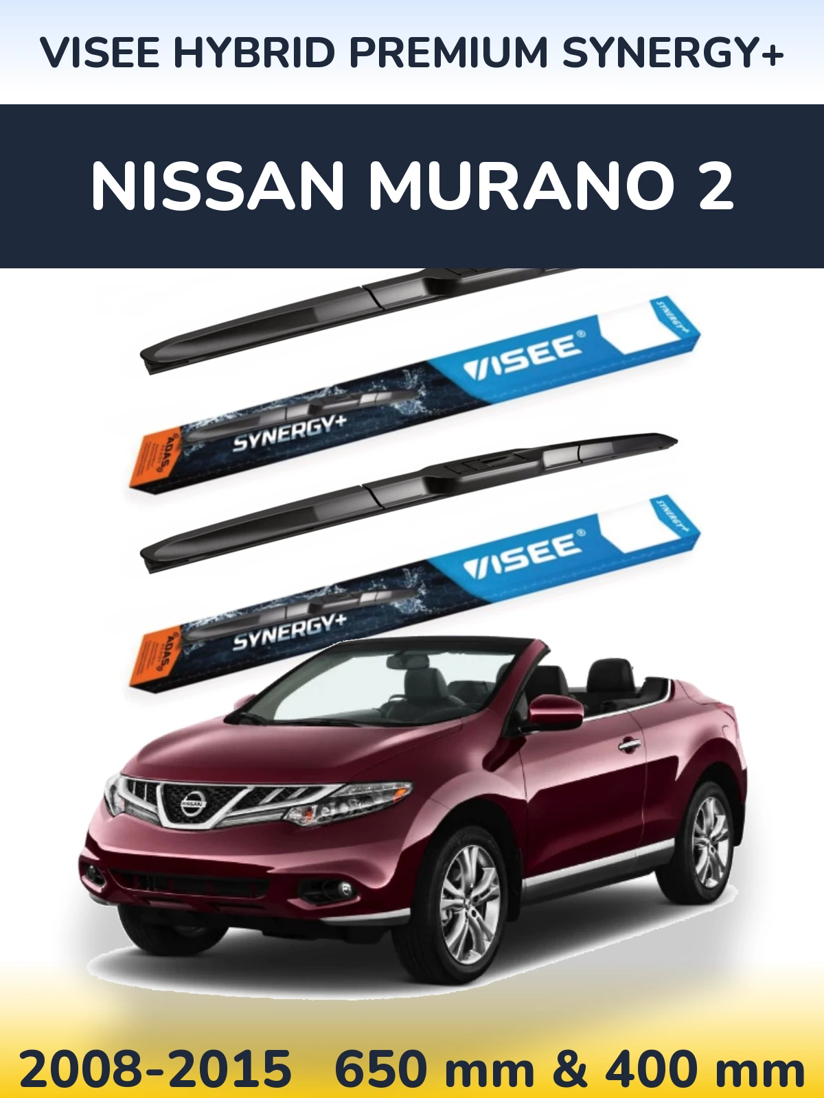 Комплект передних дворников VISEE HYBRID PREMIUM SYNERGY+ 650 & 400 мм для Nissan Murano 2 2008-2015